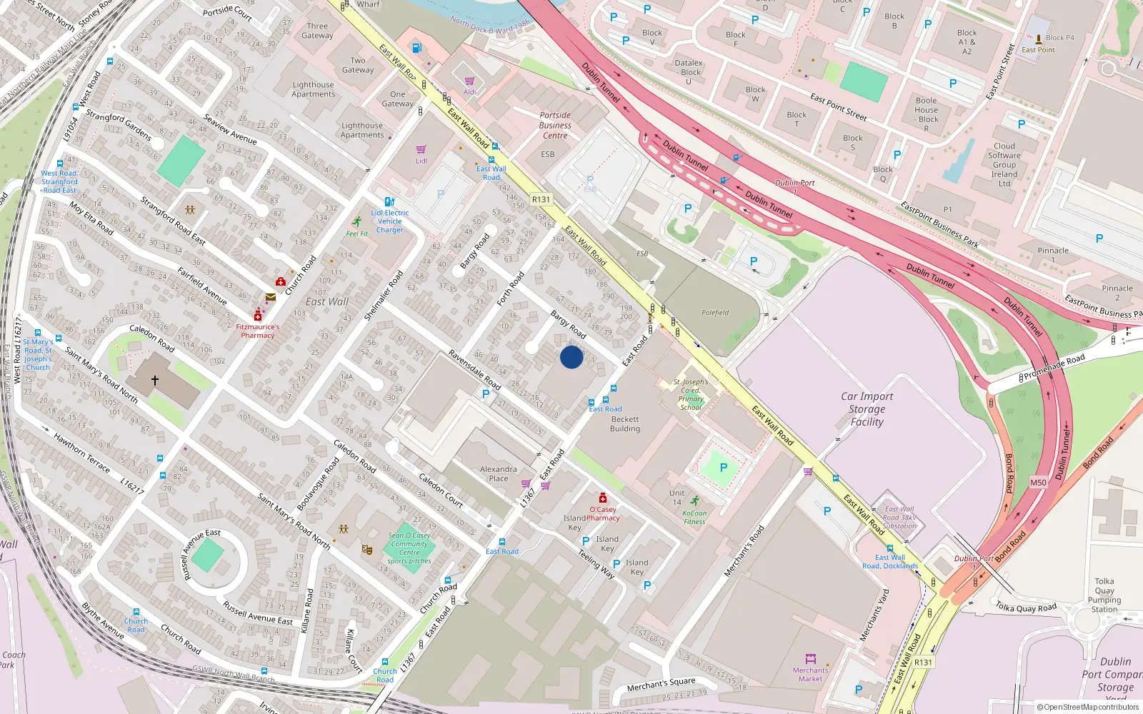 Overhead map showing the location of 6 Bargy Road, Dublin 3