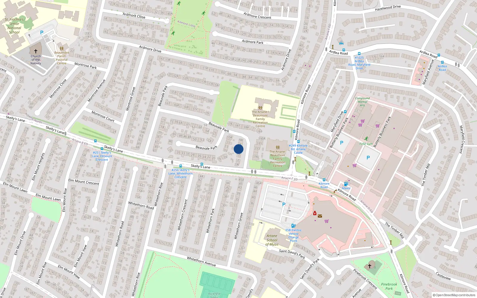 Overhead map showing the location of 6 Beauvale Park, Dublin 5