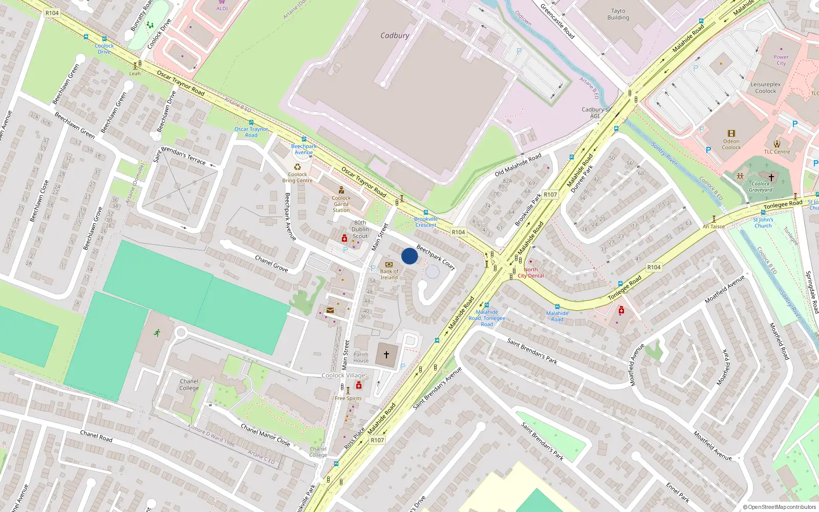 Overhead map showing the location of 6 Beechpark Court, Coolock, Dublin 5