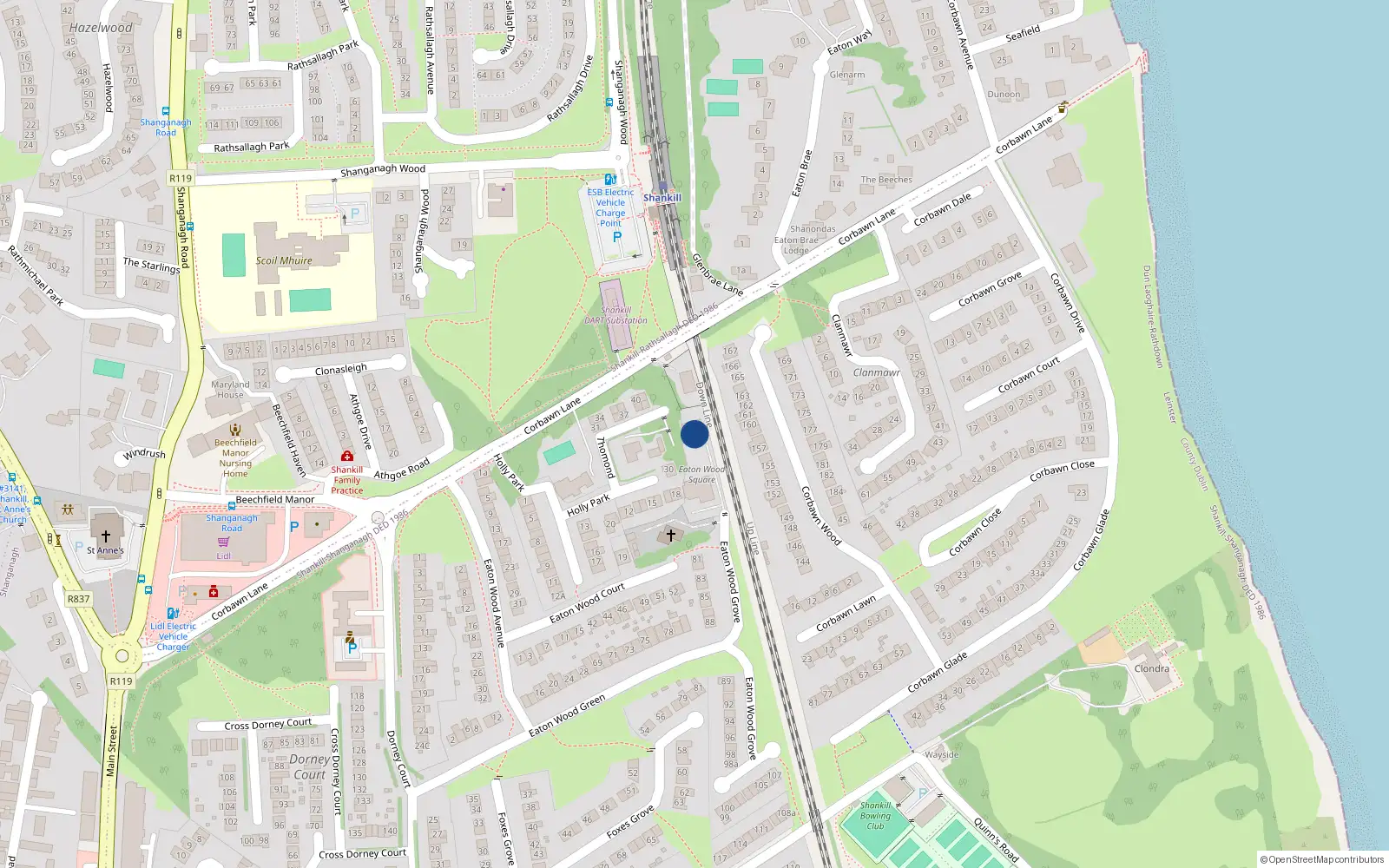 Overhead map showing the location of 6 Beechwood House, Eaton Wood Grove, Shankill