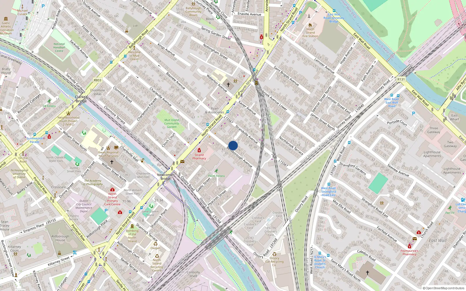 Overhead map showing the location of 6 Bessborough Avenue, North Strand