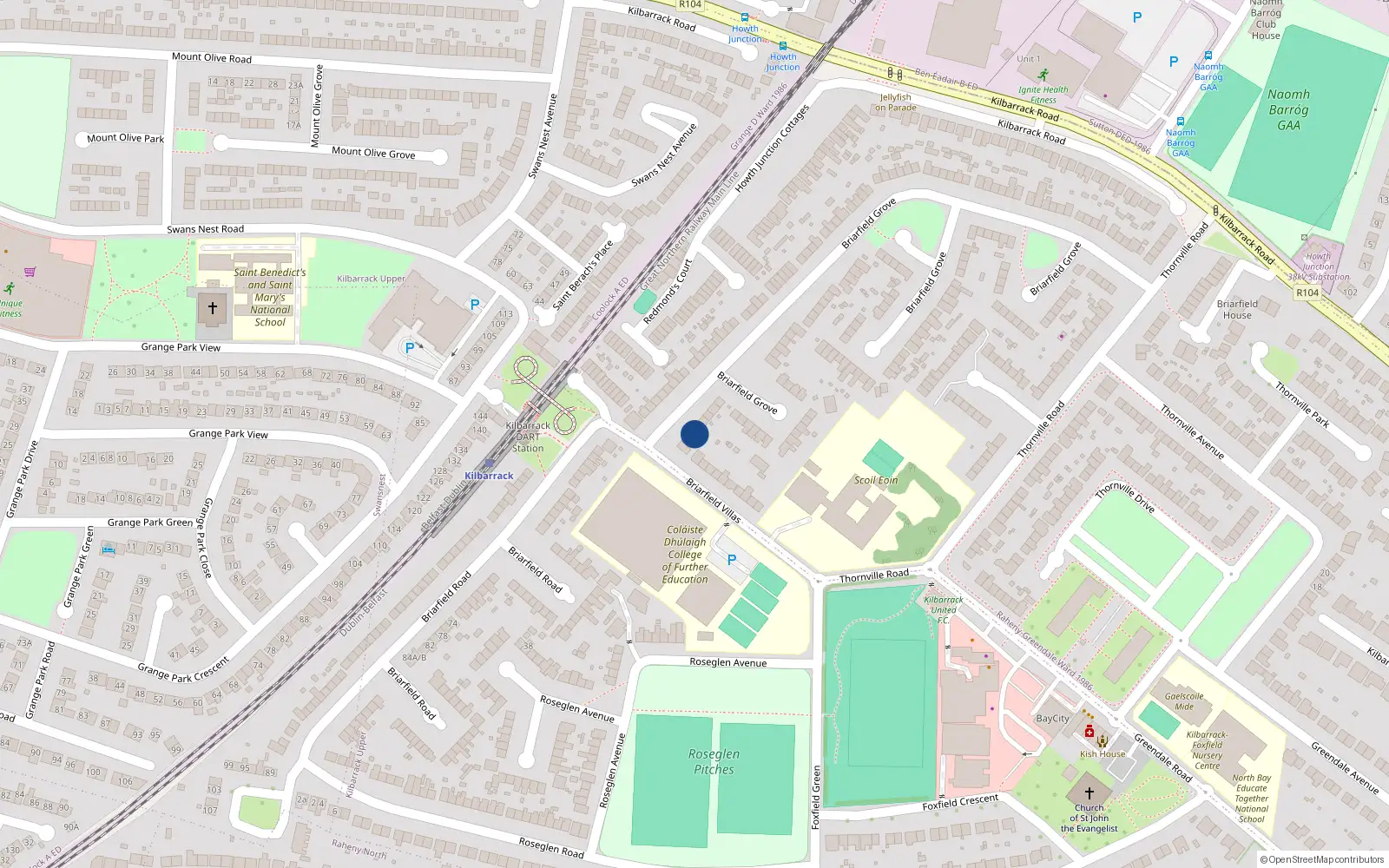 Overhead map showing the location of 6 Briarfield Grove, Dublin 5