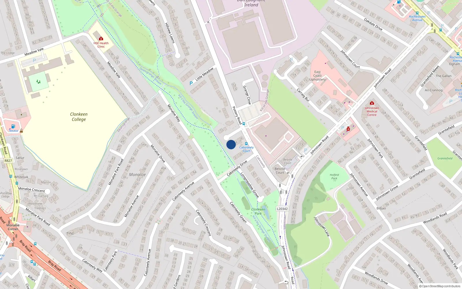 Overhead map showing the location of 6 Cabinteely Court, Dublin