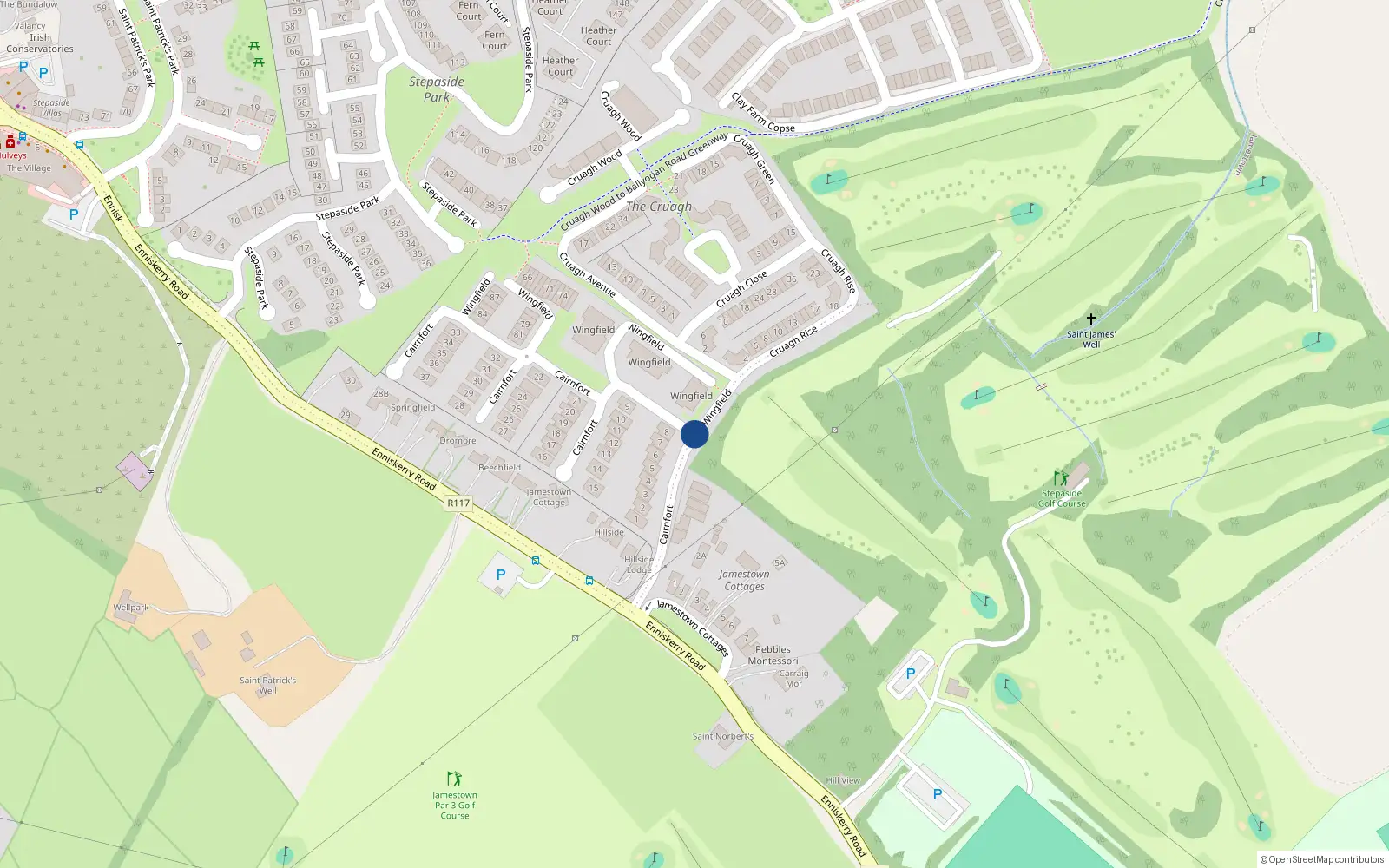 Overhead map showing the location of 6 Cairnfort Green, Stepaside