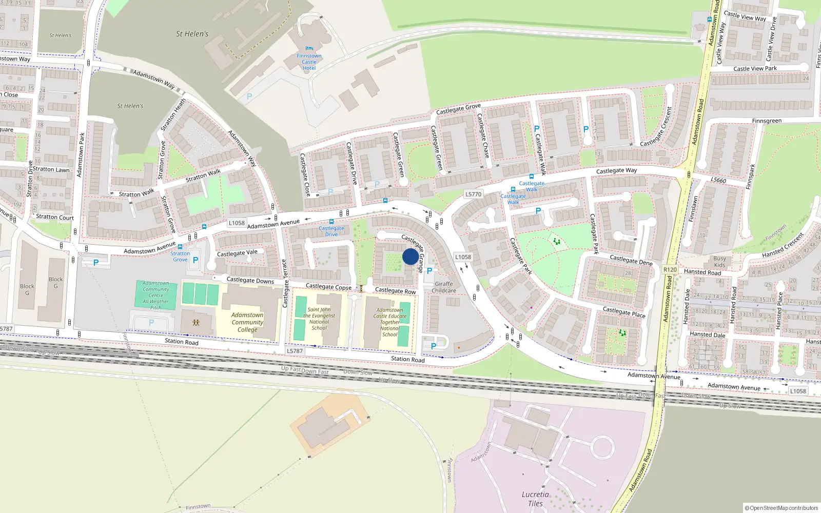 Overhead map showing the location of 6 Castlegate Grange, Lucan