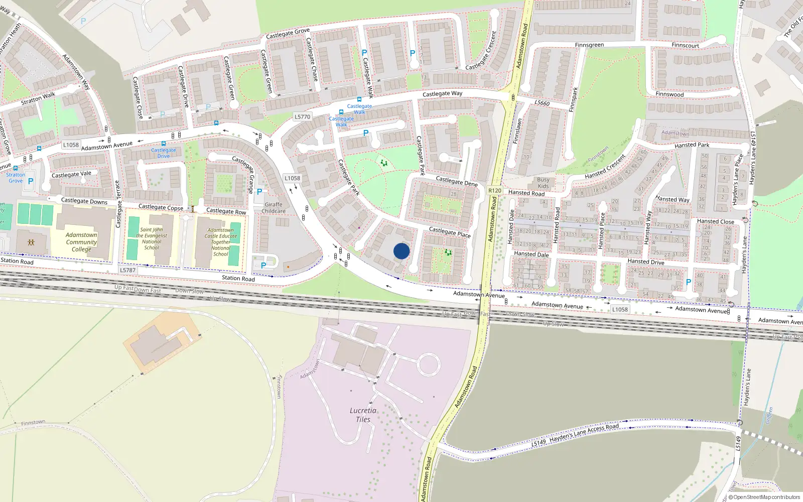 Overhead map showing the location of 6 Castlegate Heath, Lucan