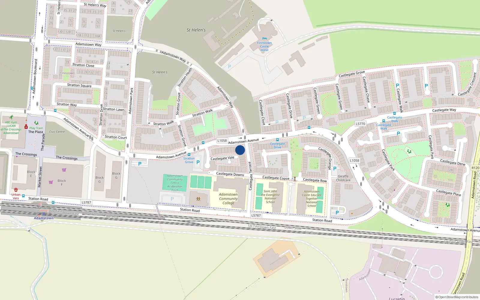 Overhead map showing the location of 6 Castlegate Terrace, Lucan