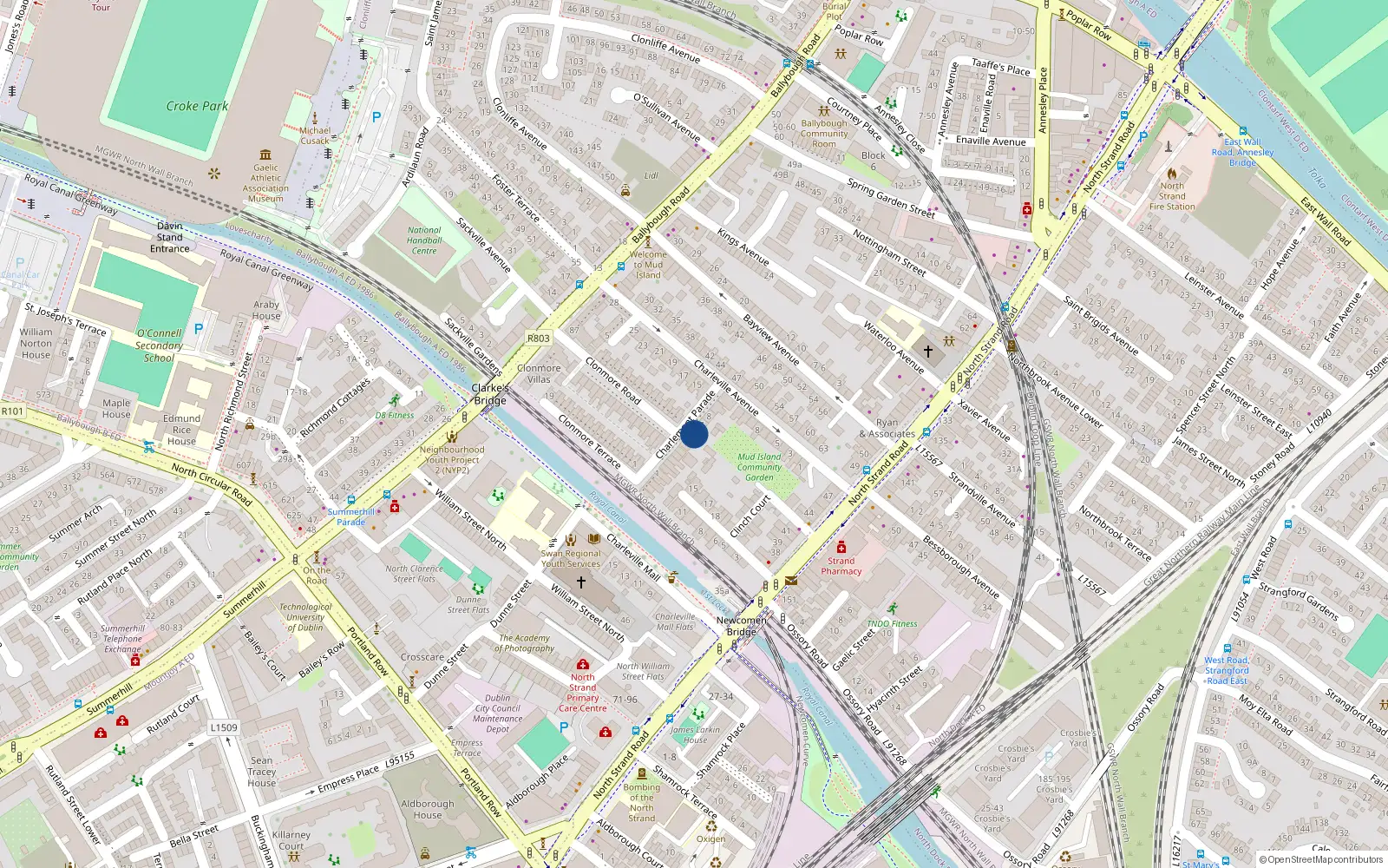 Overhead map showing the location of 6 Charlemont Parade, Dublin 3