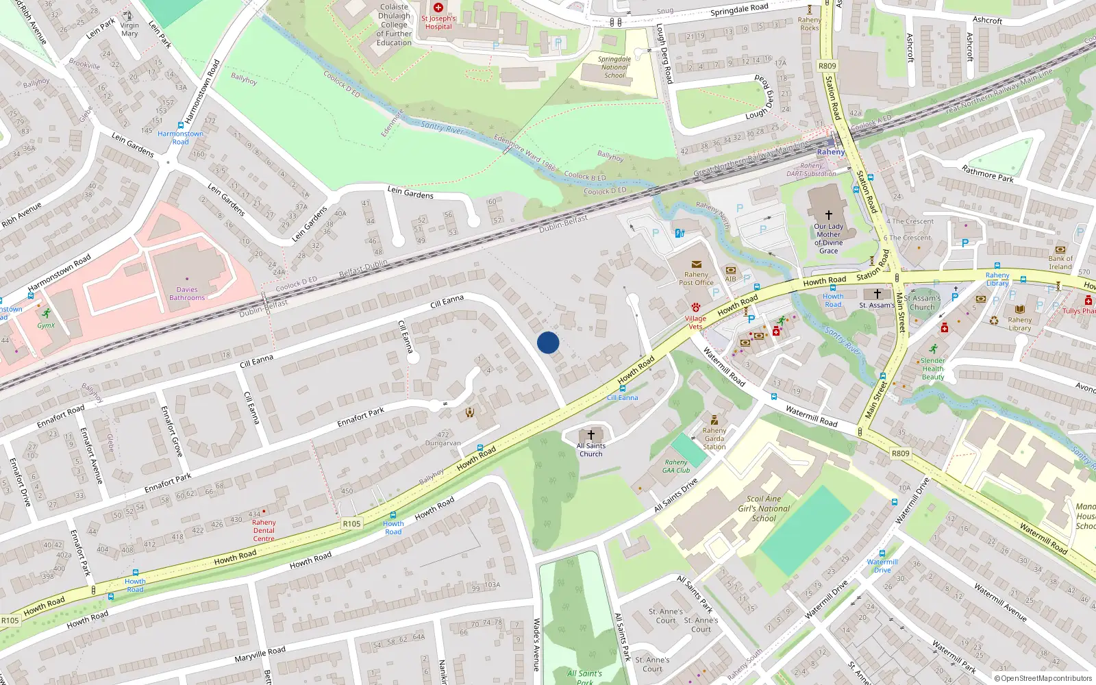 Overhead map showing the location of 6 Cill Eanna, Dublin 5