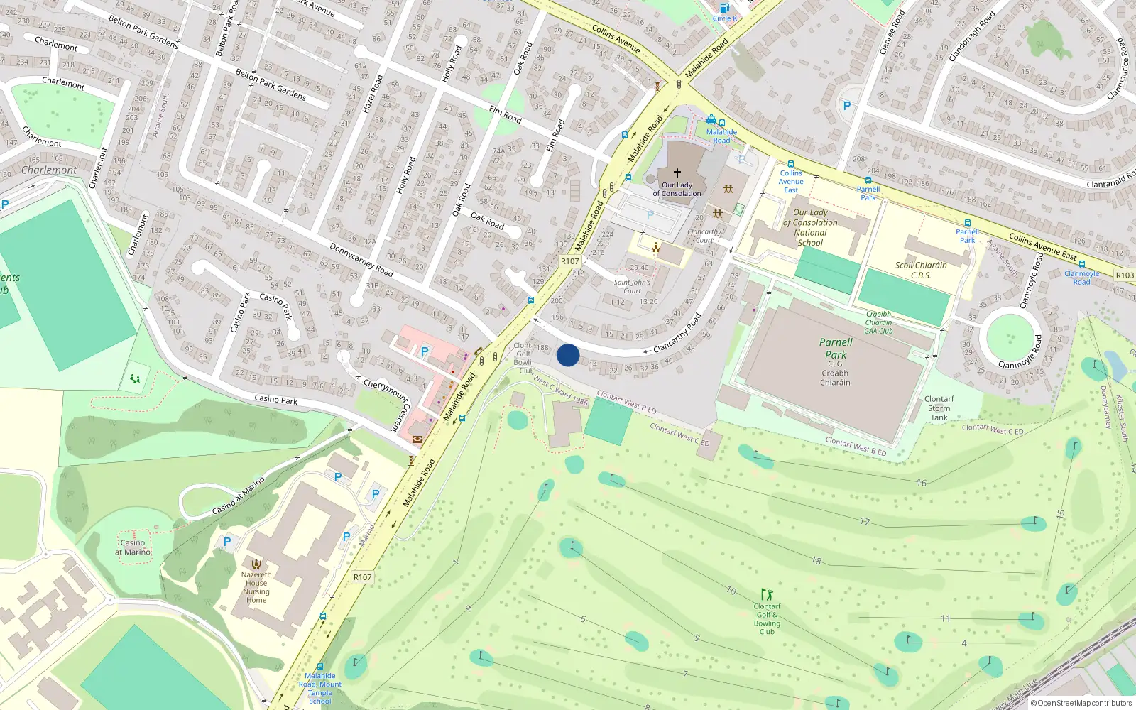 Overhead map showing the location of 6 Clancarthy Road, Dublin 5