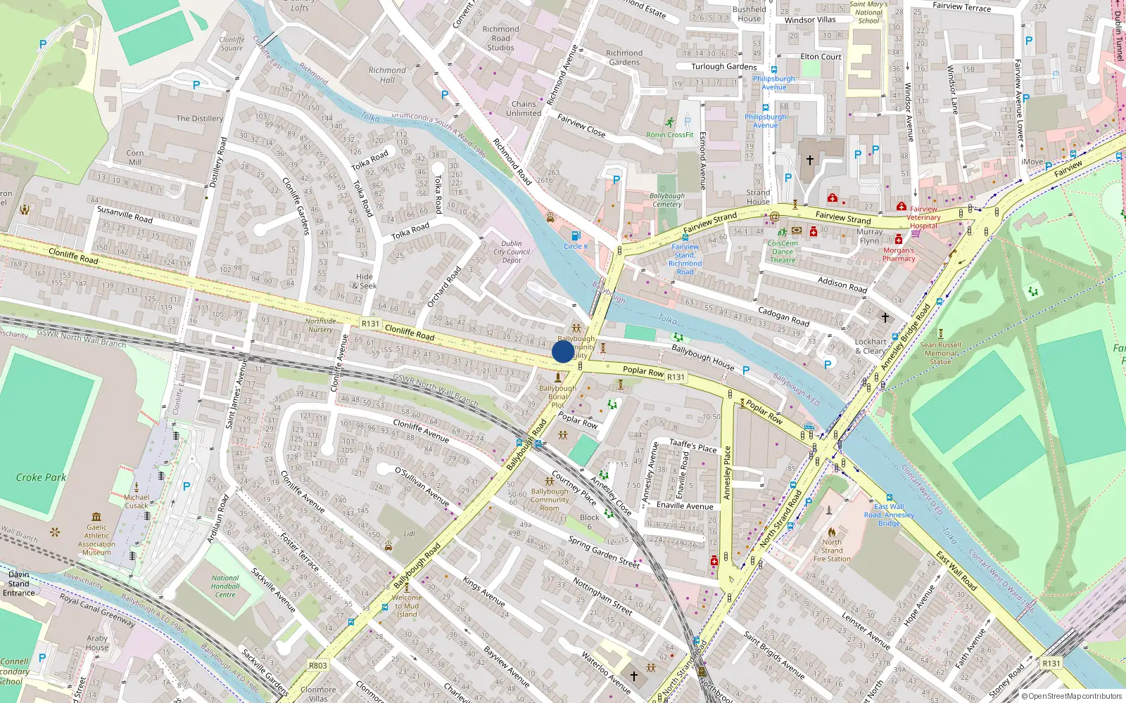 Overhead map showing the location of 6 Clonliffe Road, Dublin 3, Dublin