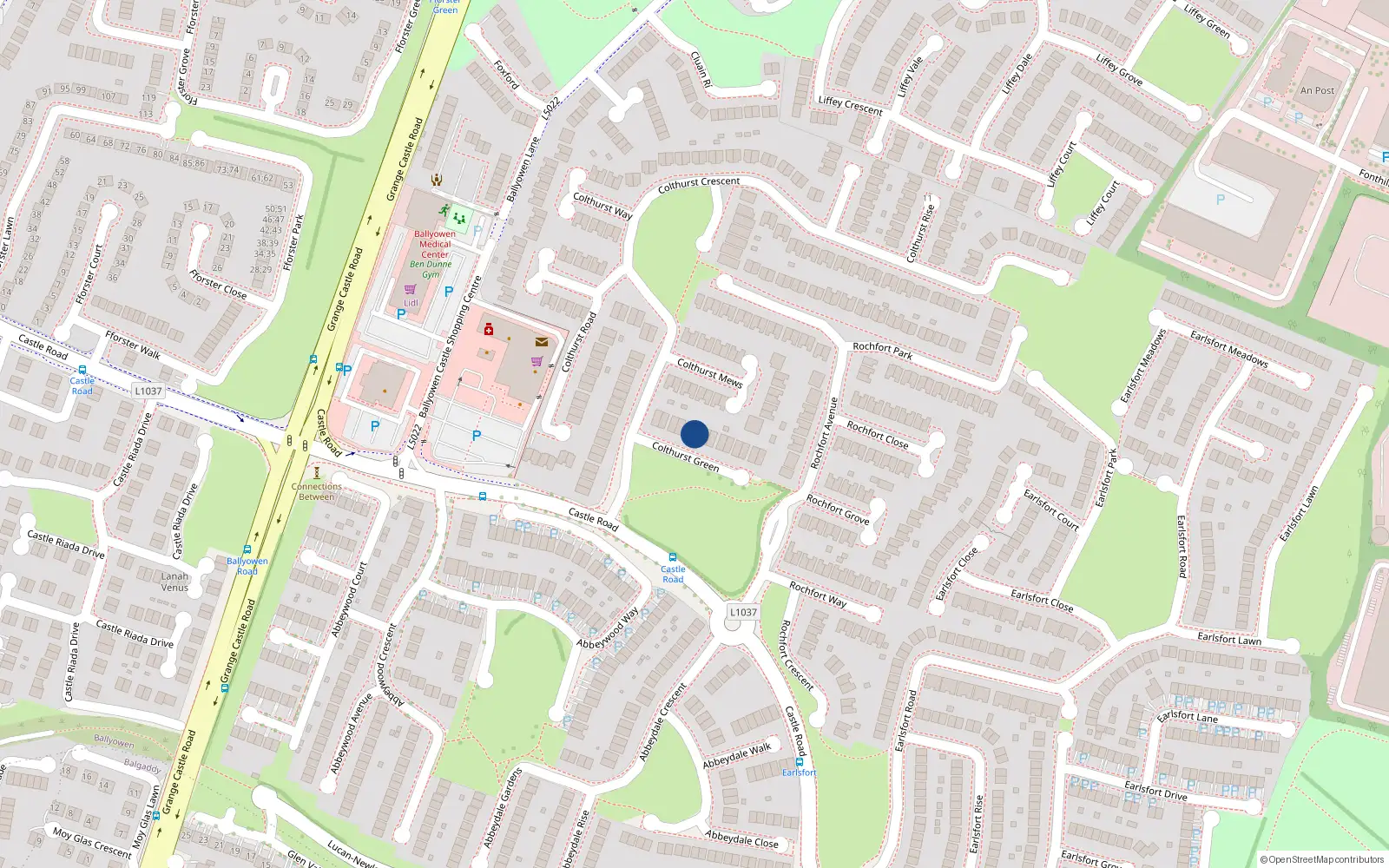 Overhead map showing the location of 6 Colthurst Green, Lucan