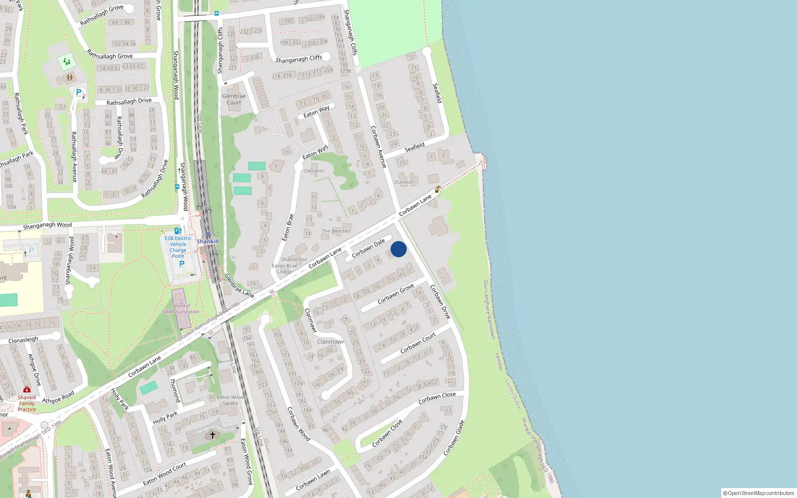 Overhead map showing the location of 6 Corbawn Dale, Dublin 18