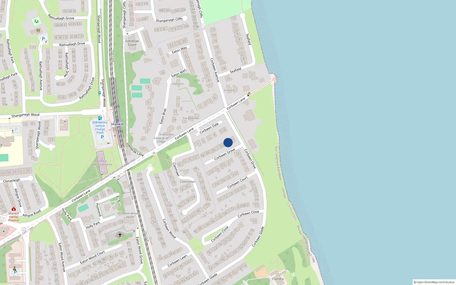 Overhead map showing the location of 6 Corbawn Grove, County Dublin