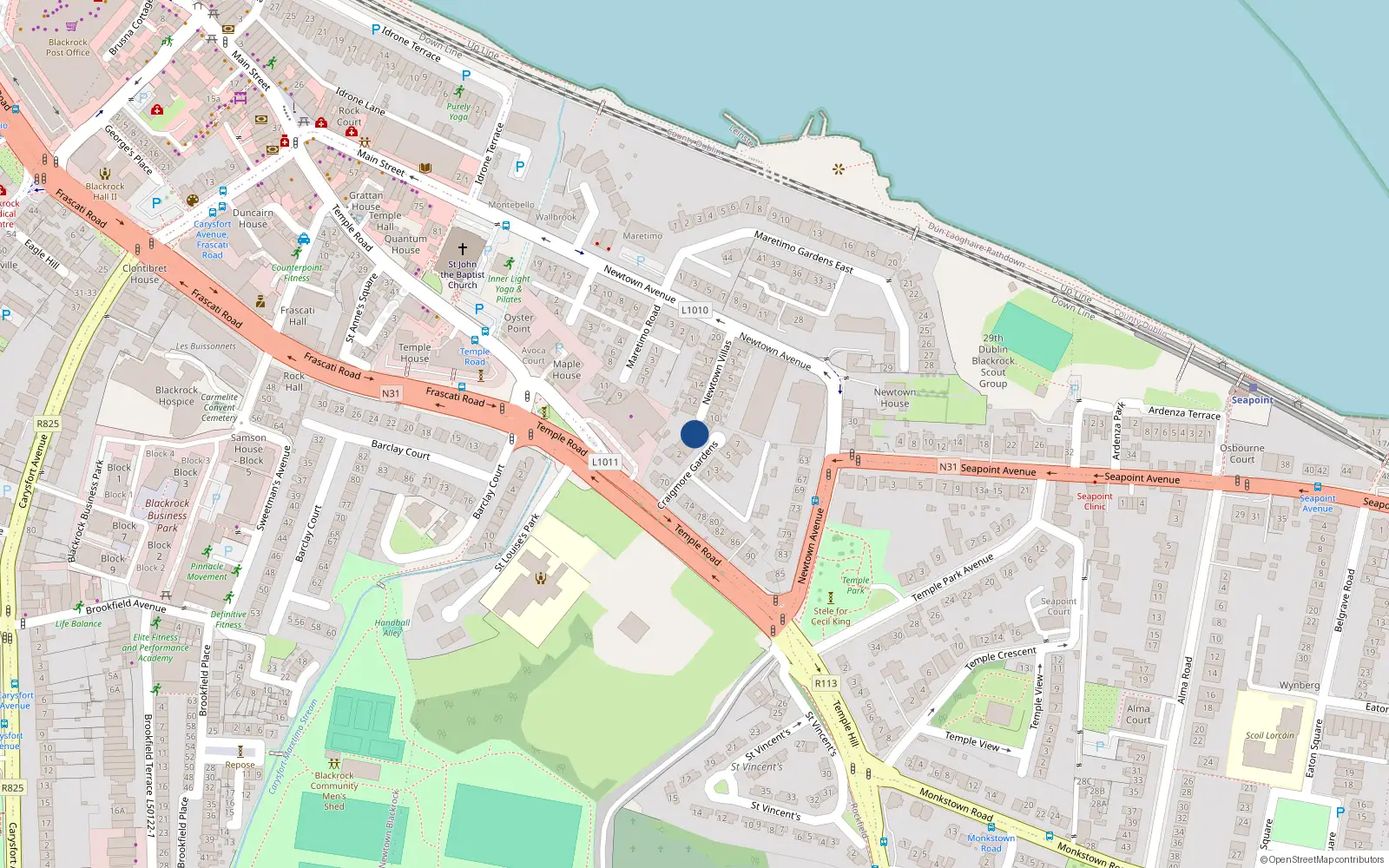 Overhead map showing the location of 6 Craigmore Gardens, Blackrock