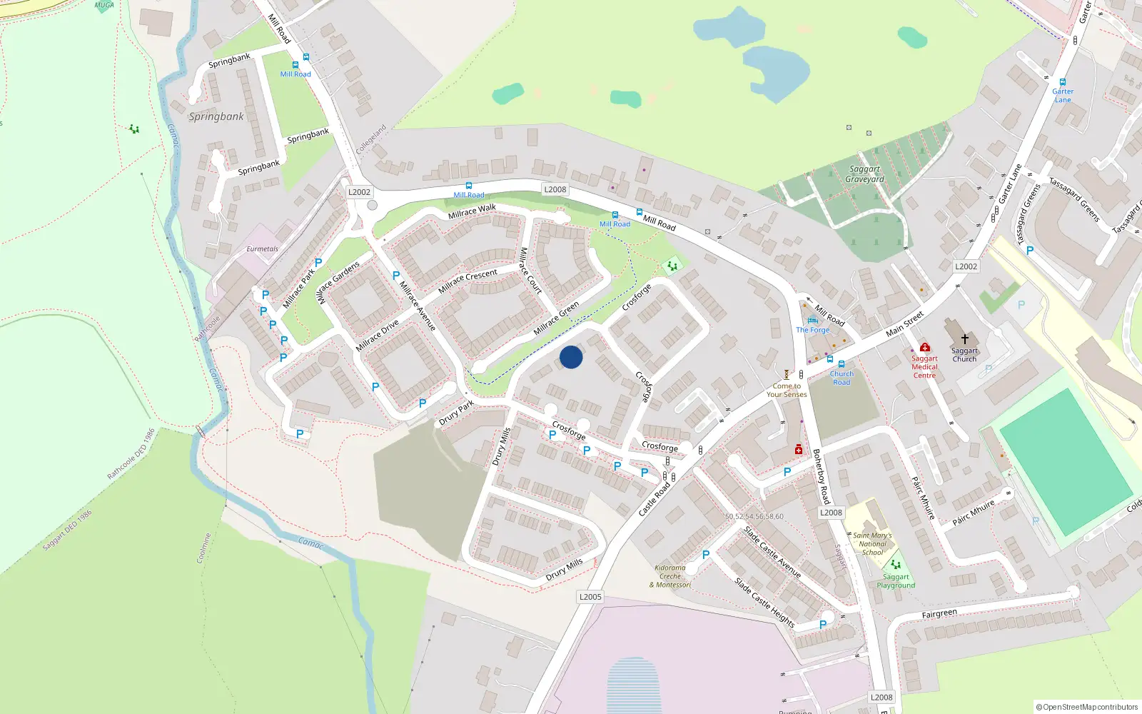 Overhead map showing the location of 6 Crosforge, Saggart