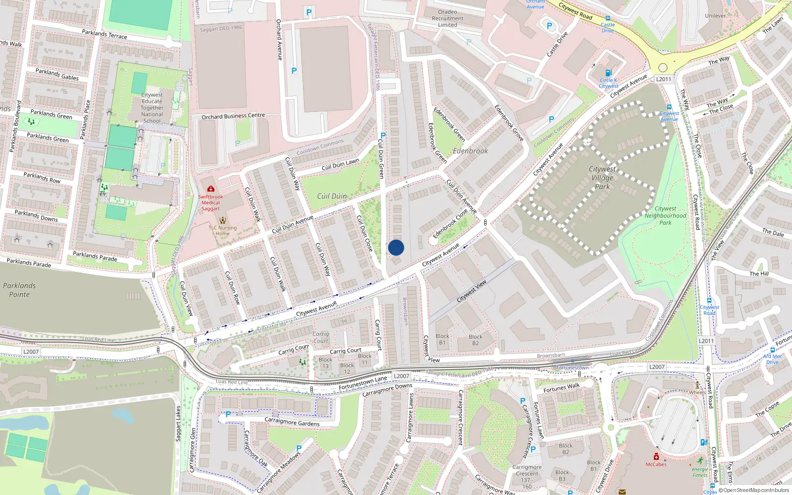 Overhead map showing the location of 6 Cúil Duin Green, Cúil Dúin