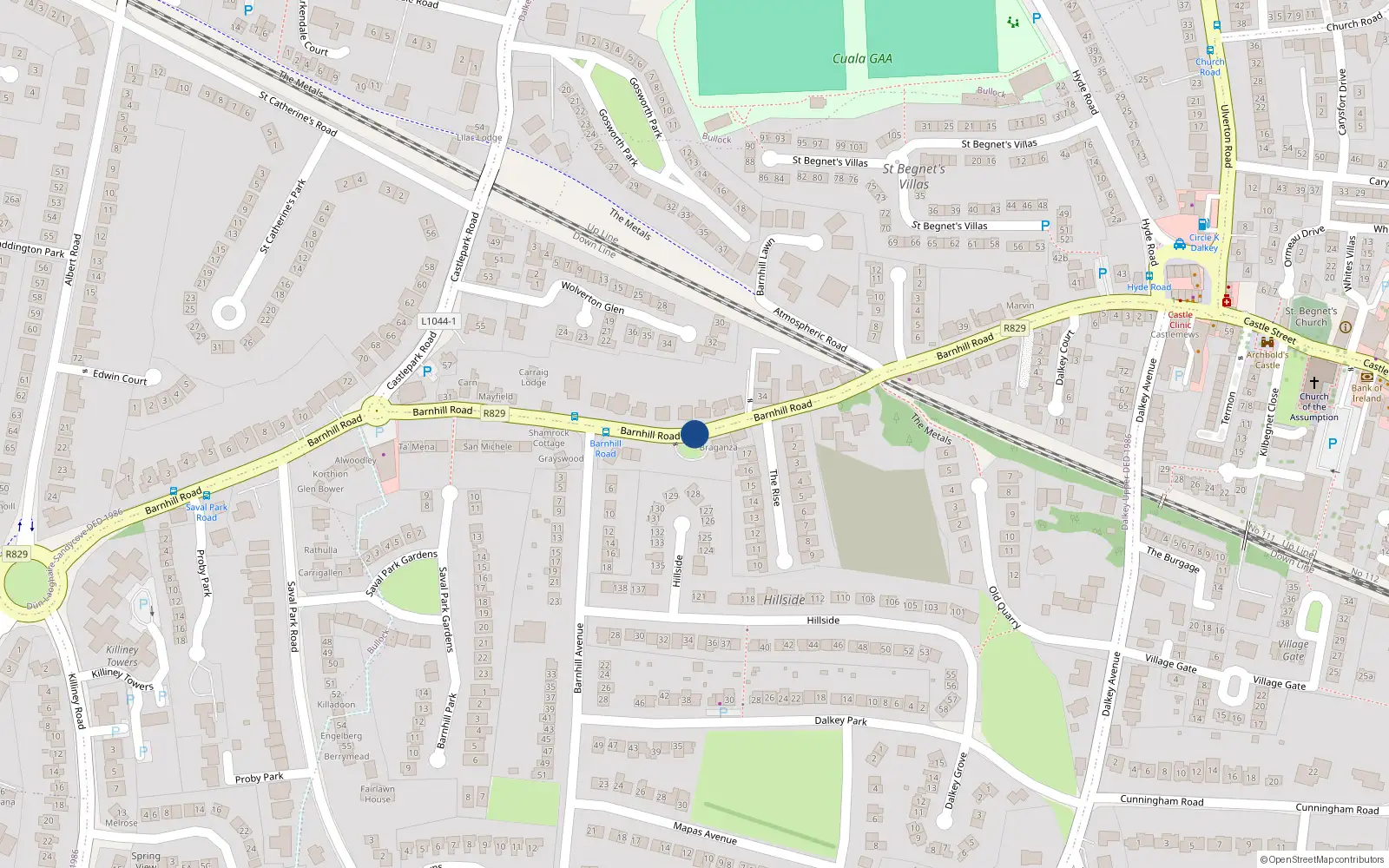 Overhead map showing the location of 6 Dalkey Forge, Barnhill Road, Dalkey