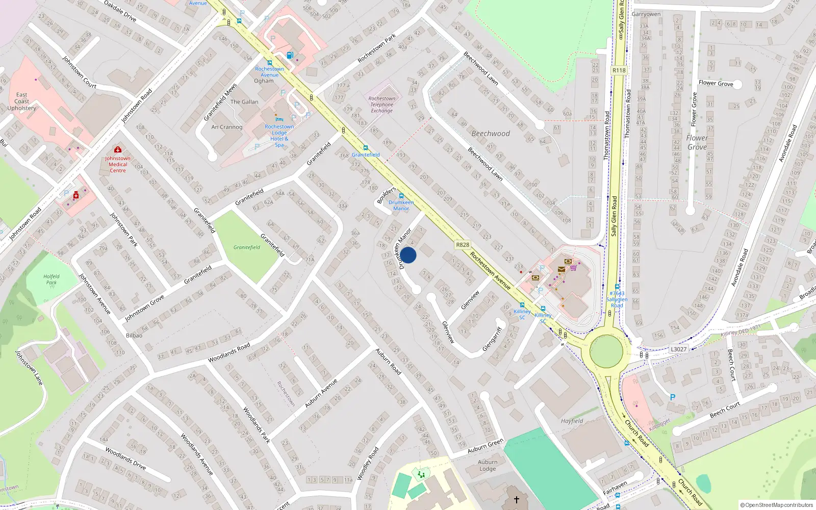 Overhead map showing the location of 6 Drumkeen Manor, Rochestown Avenue, Dun Laoghaire