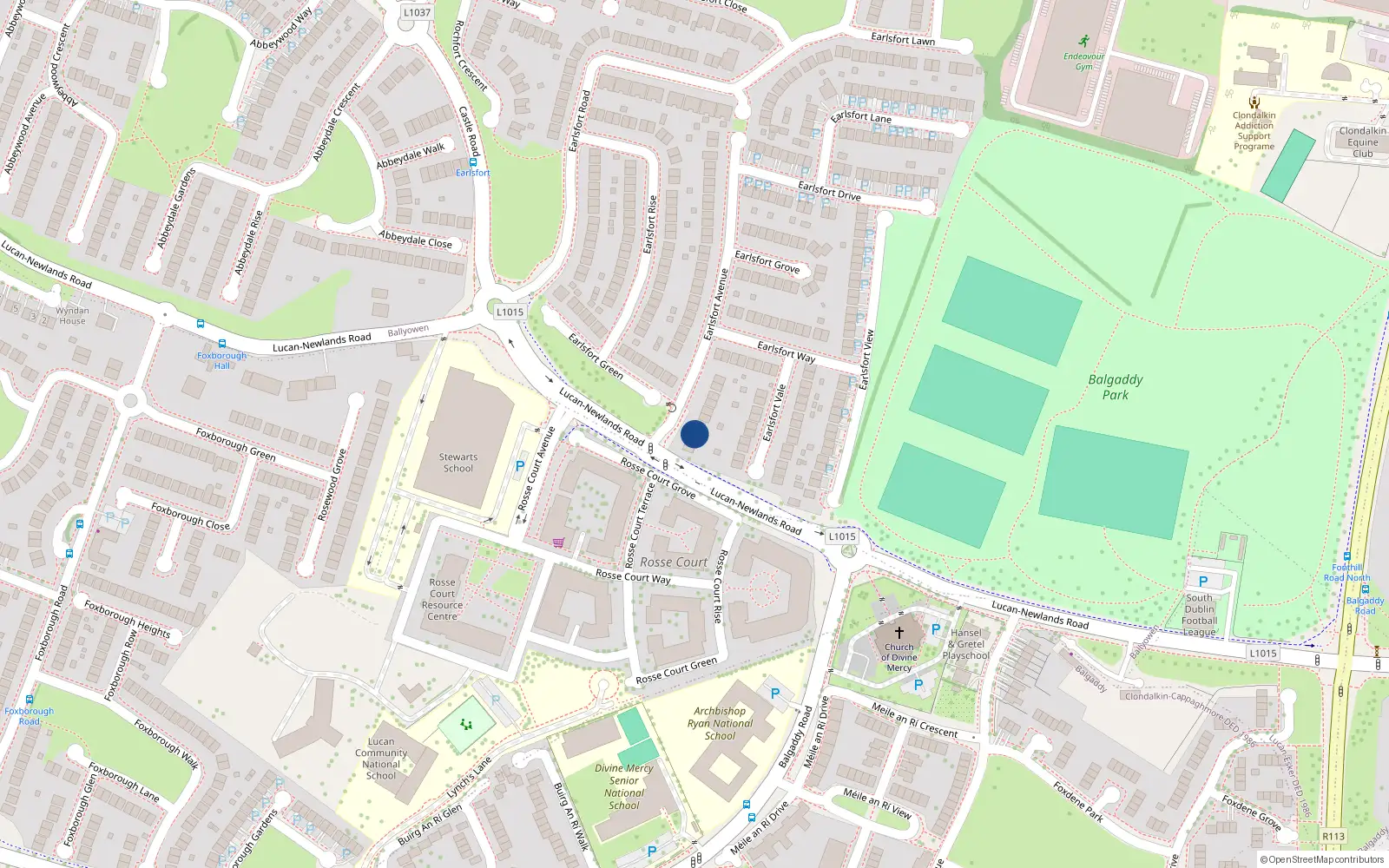 Overhead map showing the location of 6 Earlsfort Avenue, Lucan, Dublin