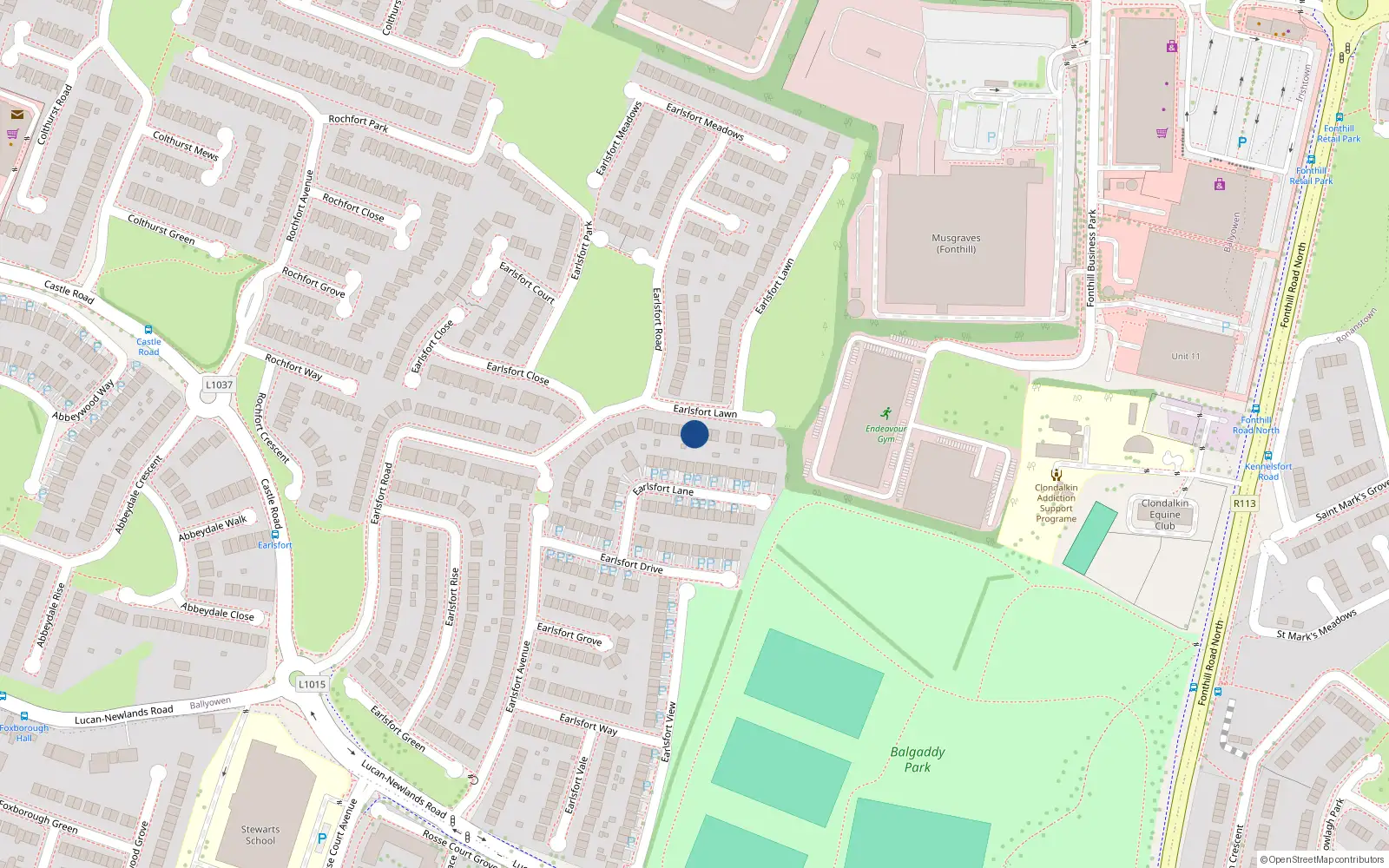 Overhead map showing the location of 6 Earlsfort Lawn, Lucan, Dublin