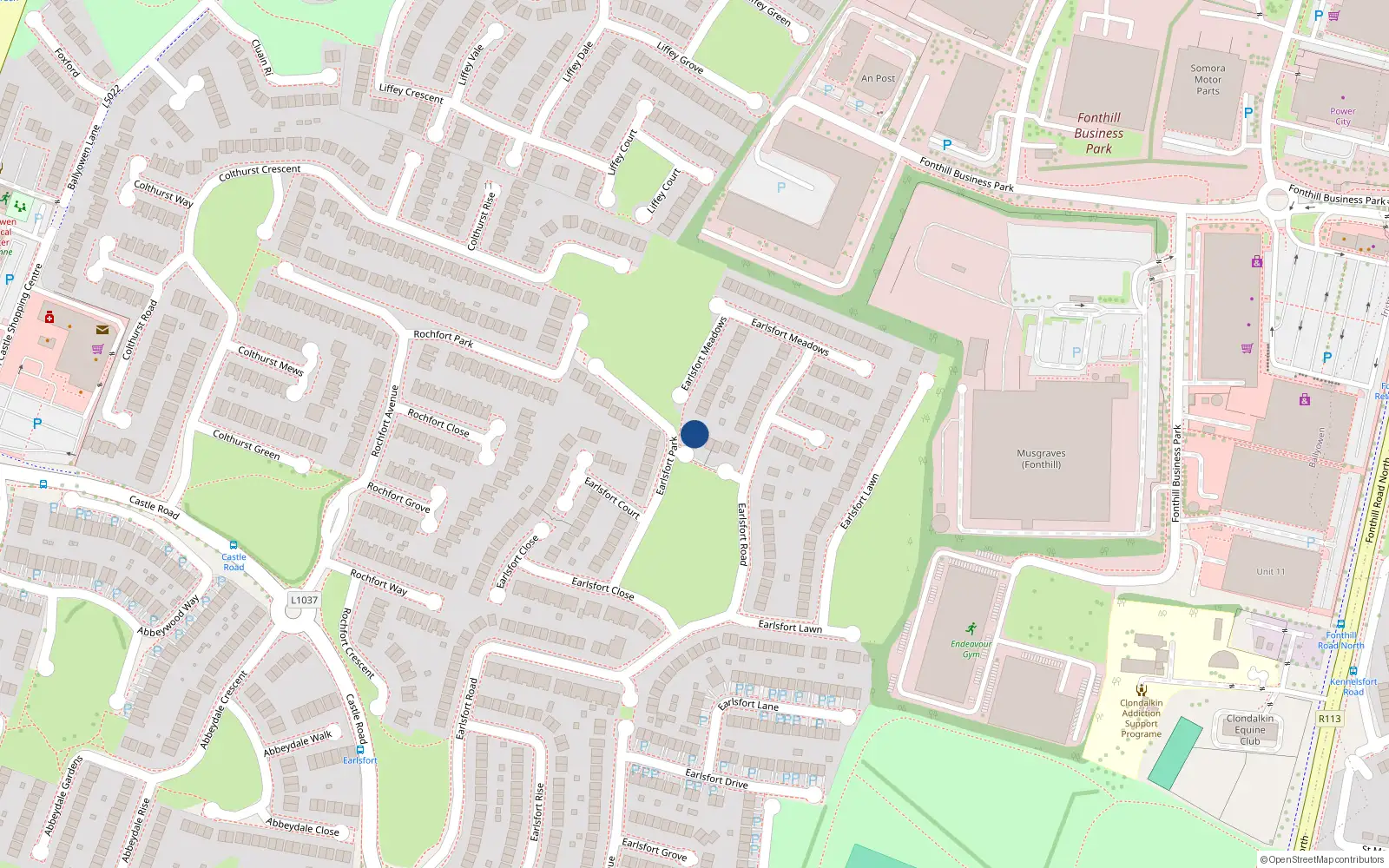 Overhead map showing the location of 6 Earlsfort Park, Lucan