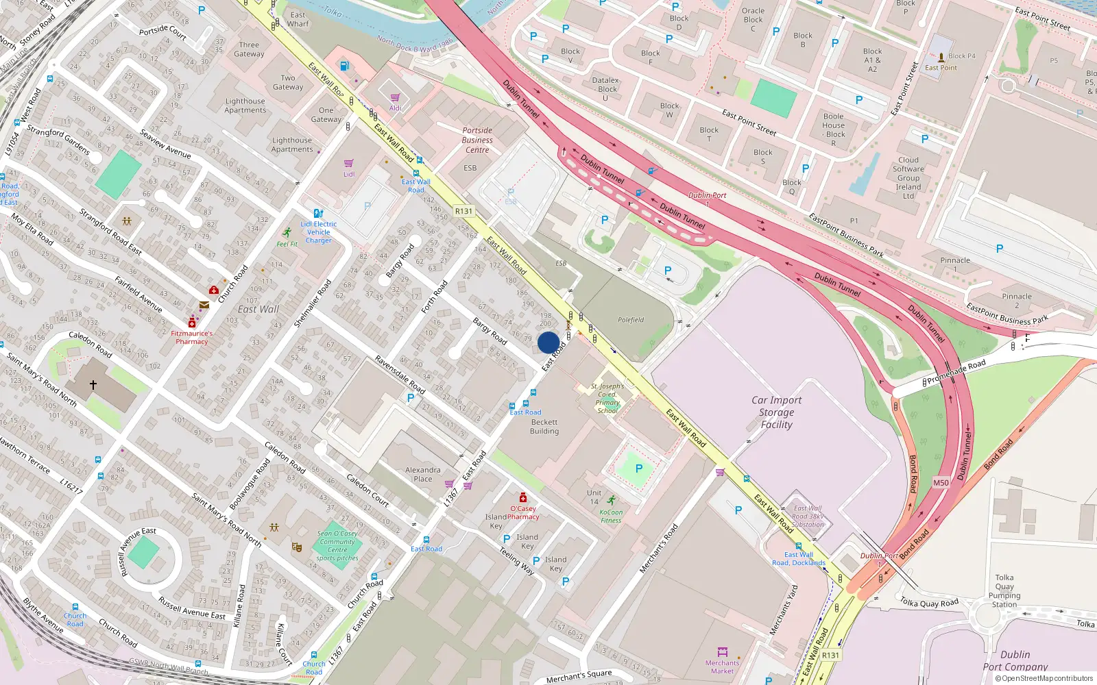 Overhead map showing the location of 6 East Road, Dublin 3