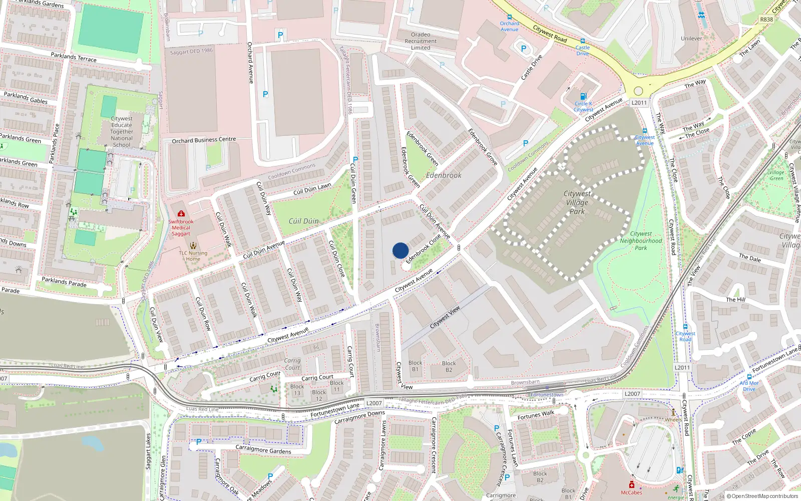 Overhead map showing the location of 6 Edenbrook Close, Cooldown Commons