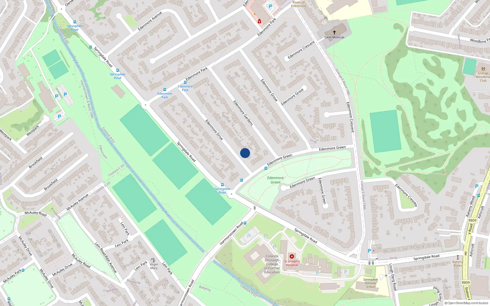 Overhead map showing the location of 6 Edenmore Drive, Raheny, Dublin 5
