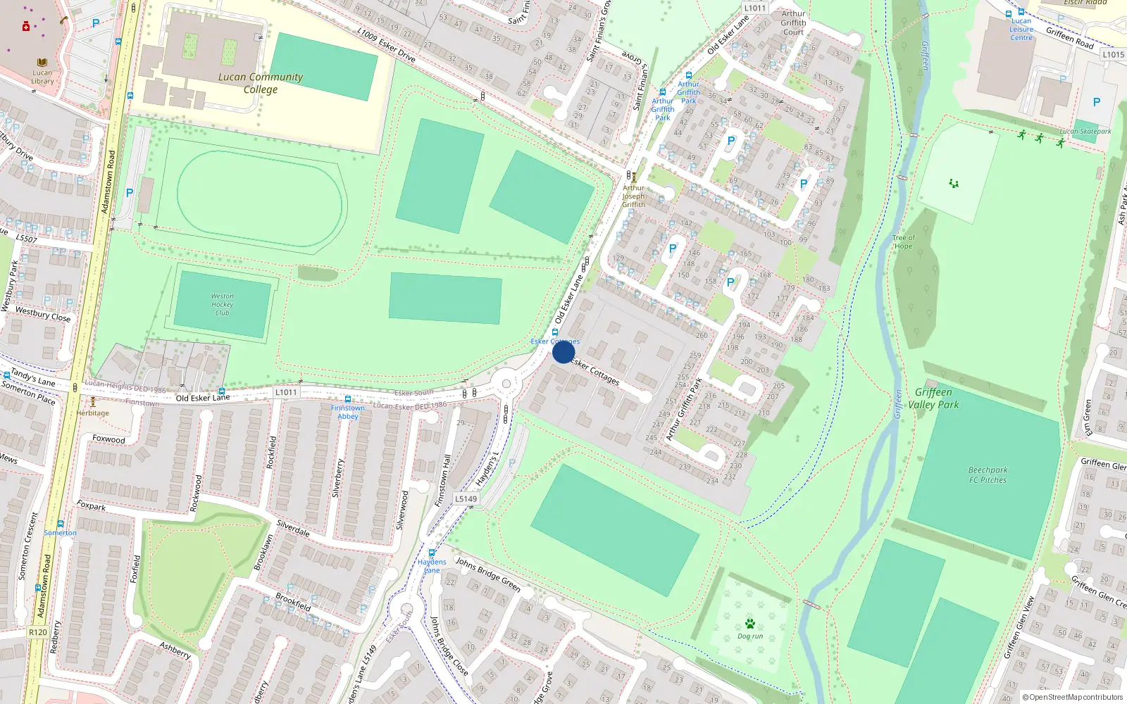 Overhead map showing the location of 6 Esker Cottages, Lucan