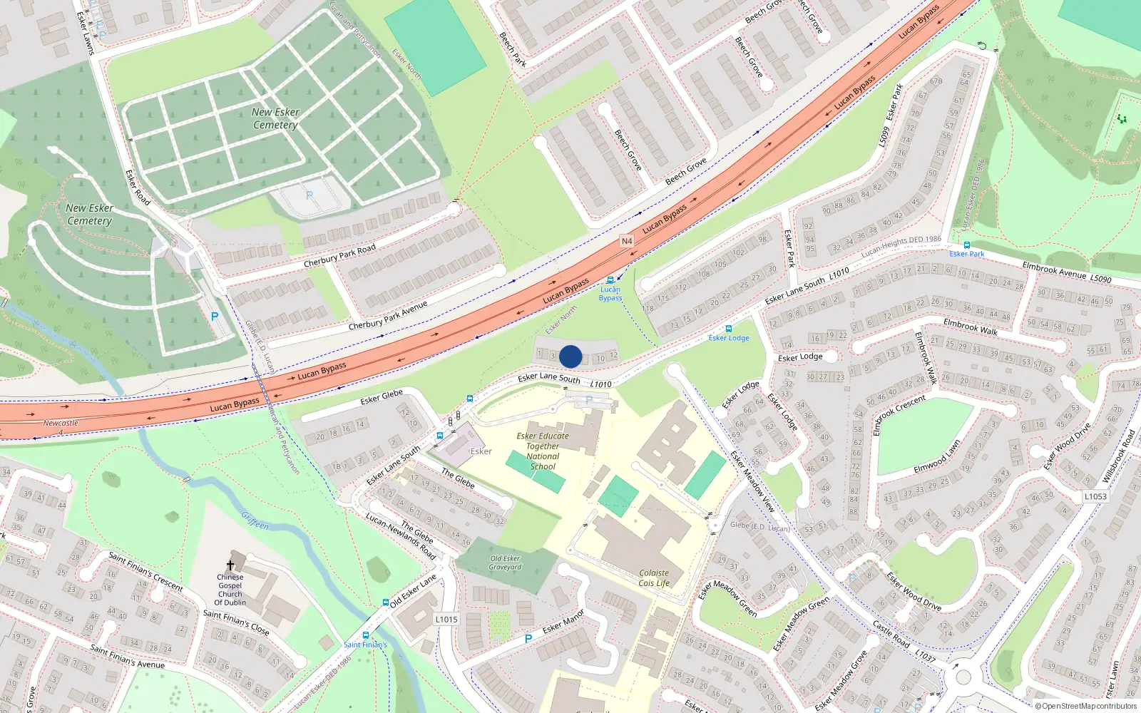 Overhead map showing the location of 6 Esker Park, Lucan