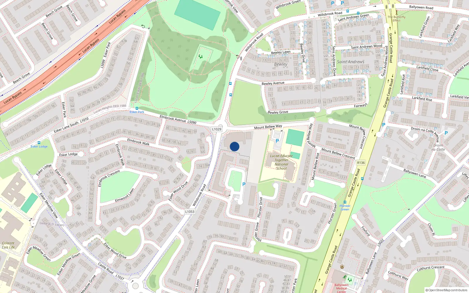 Overhead map showing the location of 6 Fforster Terrace, Lucan