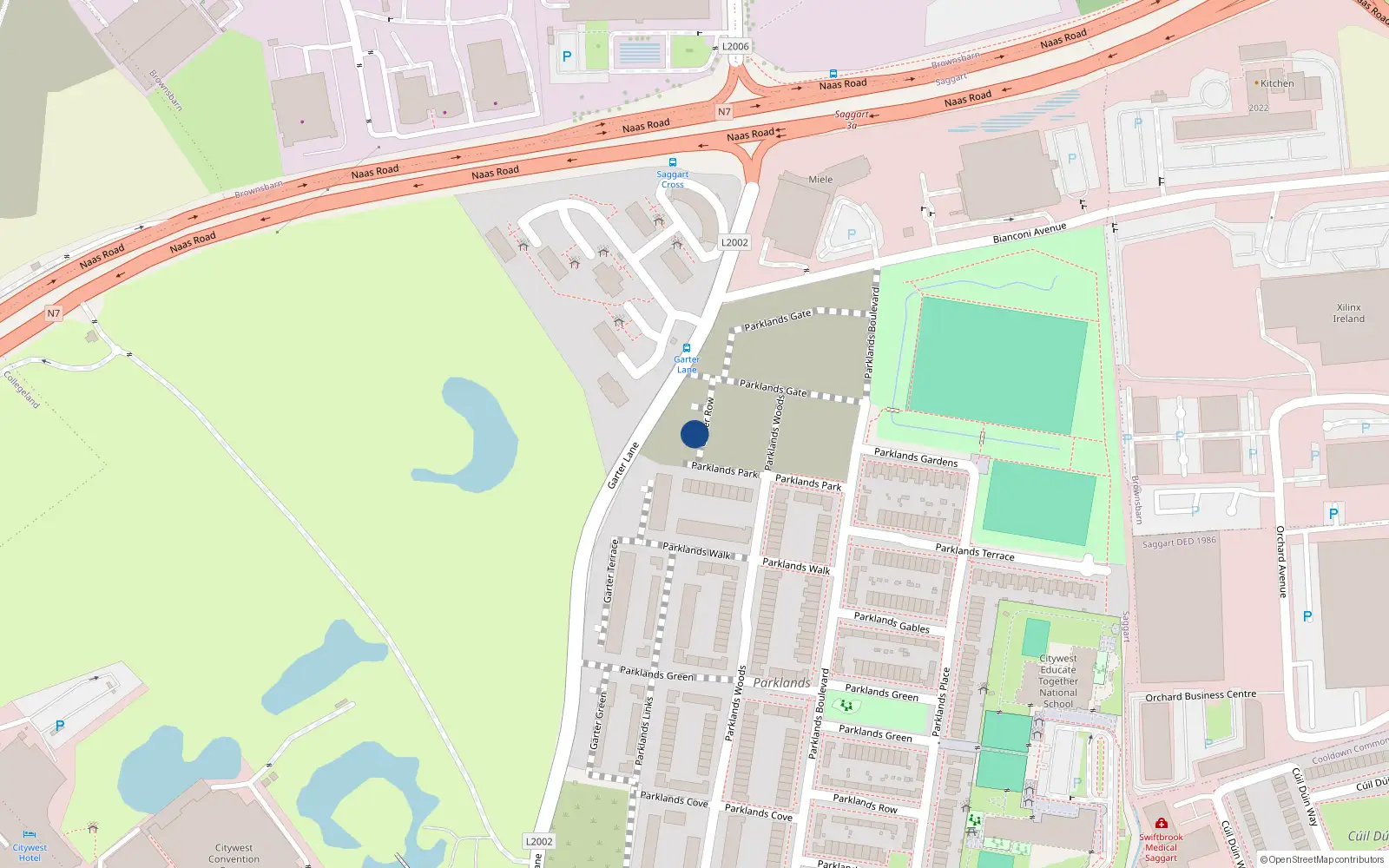 Overhead map showing the location of 6 Garter Row, Saggart