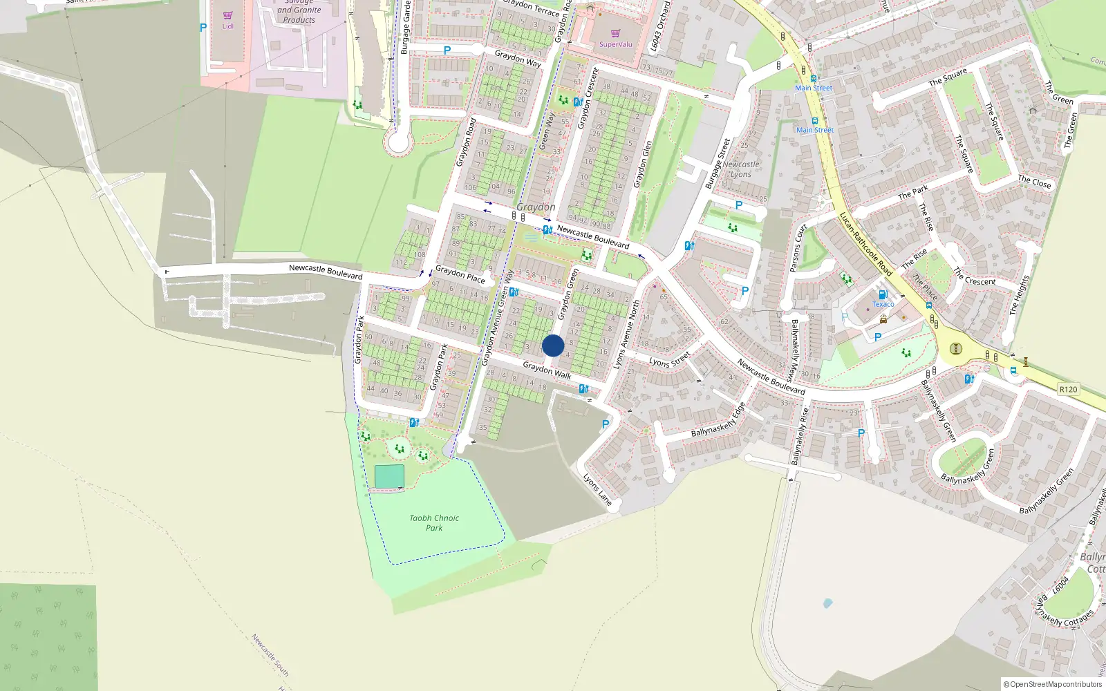 Overhead map showing the location of 6 Graydon Green, Newcastle South