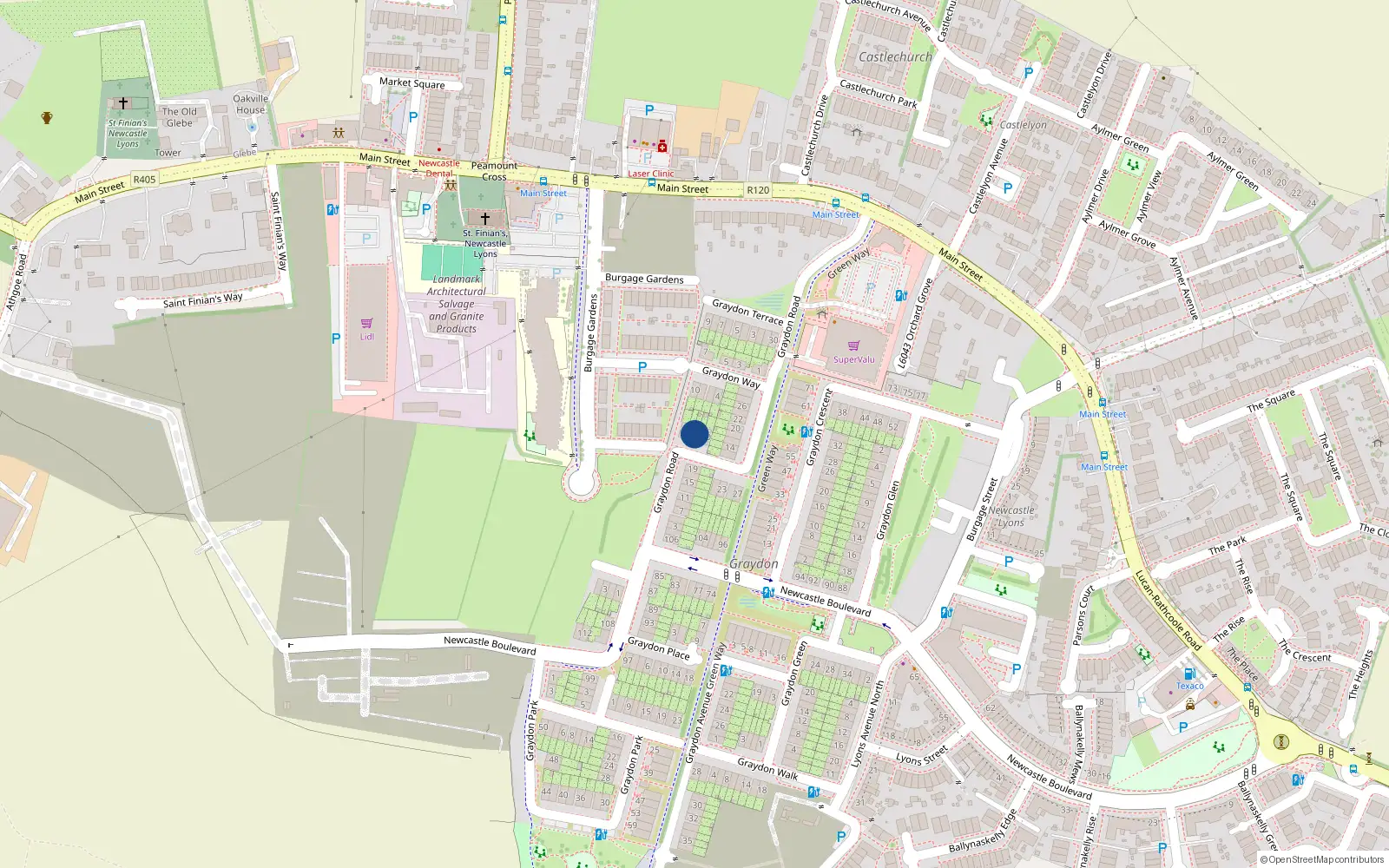Overhead map showing the location of 6 Graydon Road, Newcastle South
