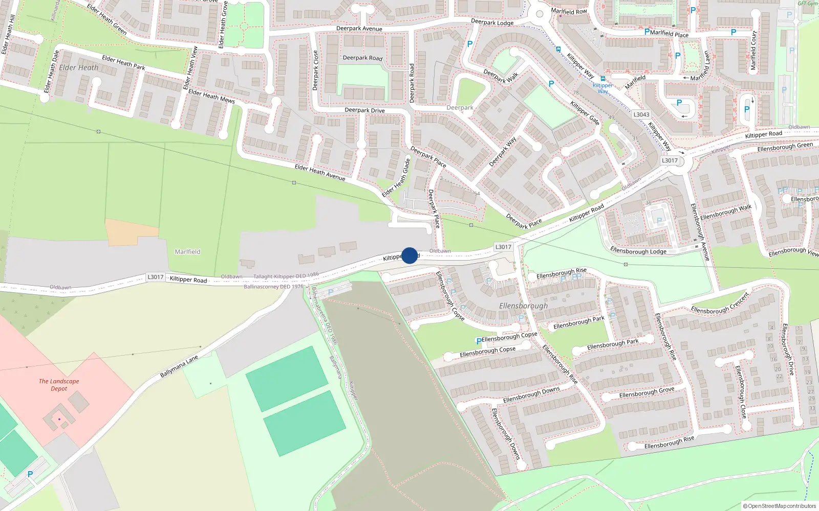 Overhead map showing the location of 6 Greenway Drive, Kiltipper Road