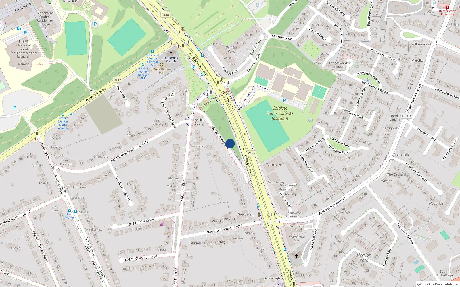Overhead map showing the location of 6 Greygates, Mount Merrion