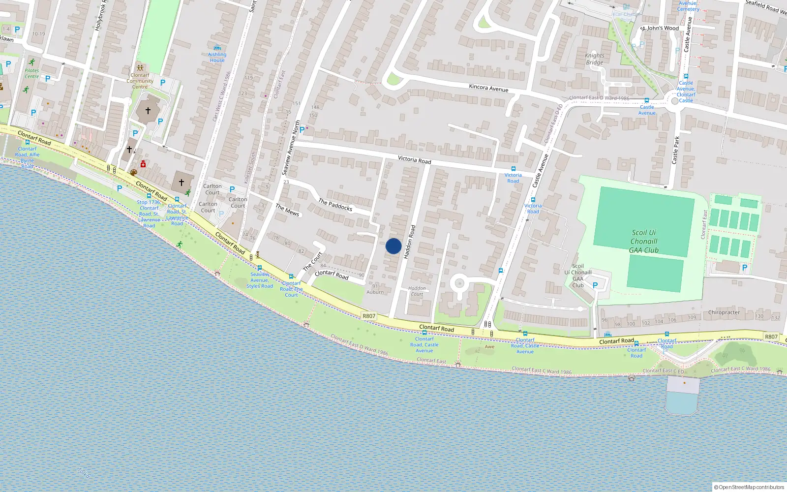 Overhead map showing the location of 6 Haddon Road, Dublin 3