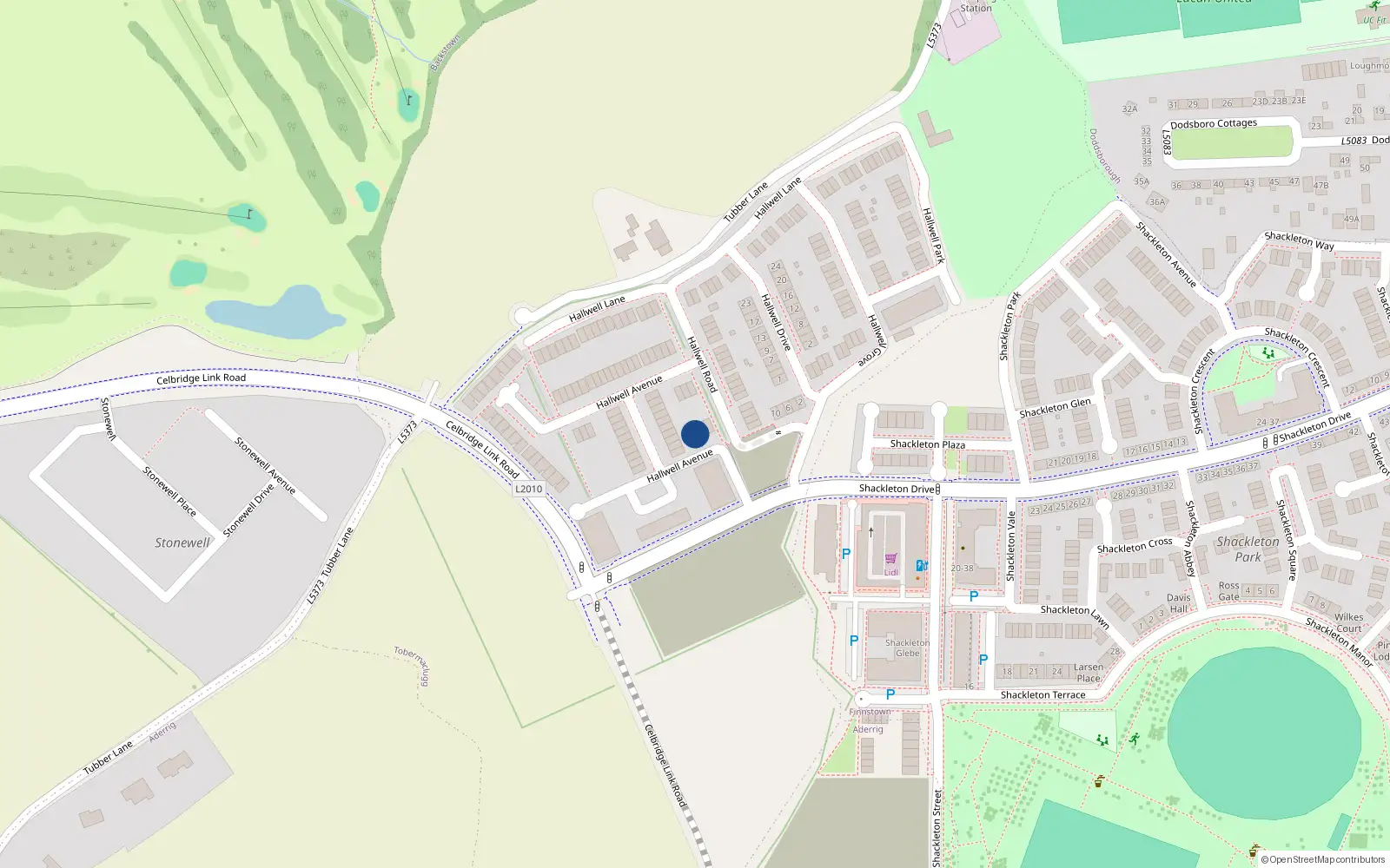 Overhead map showing the location of 6 Hallwell Avenue, Lucan