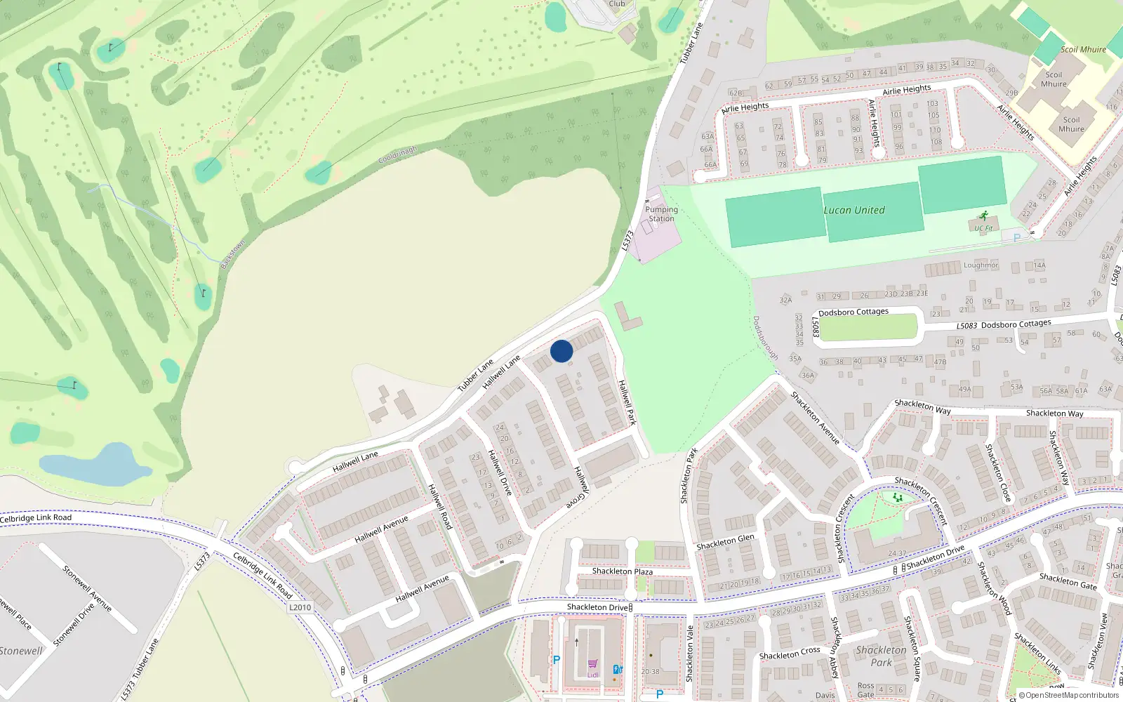 Overhead map showing the location of 6 Hallwell Lane, Hallwell, Adamstown