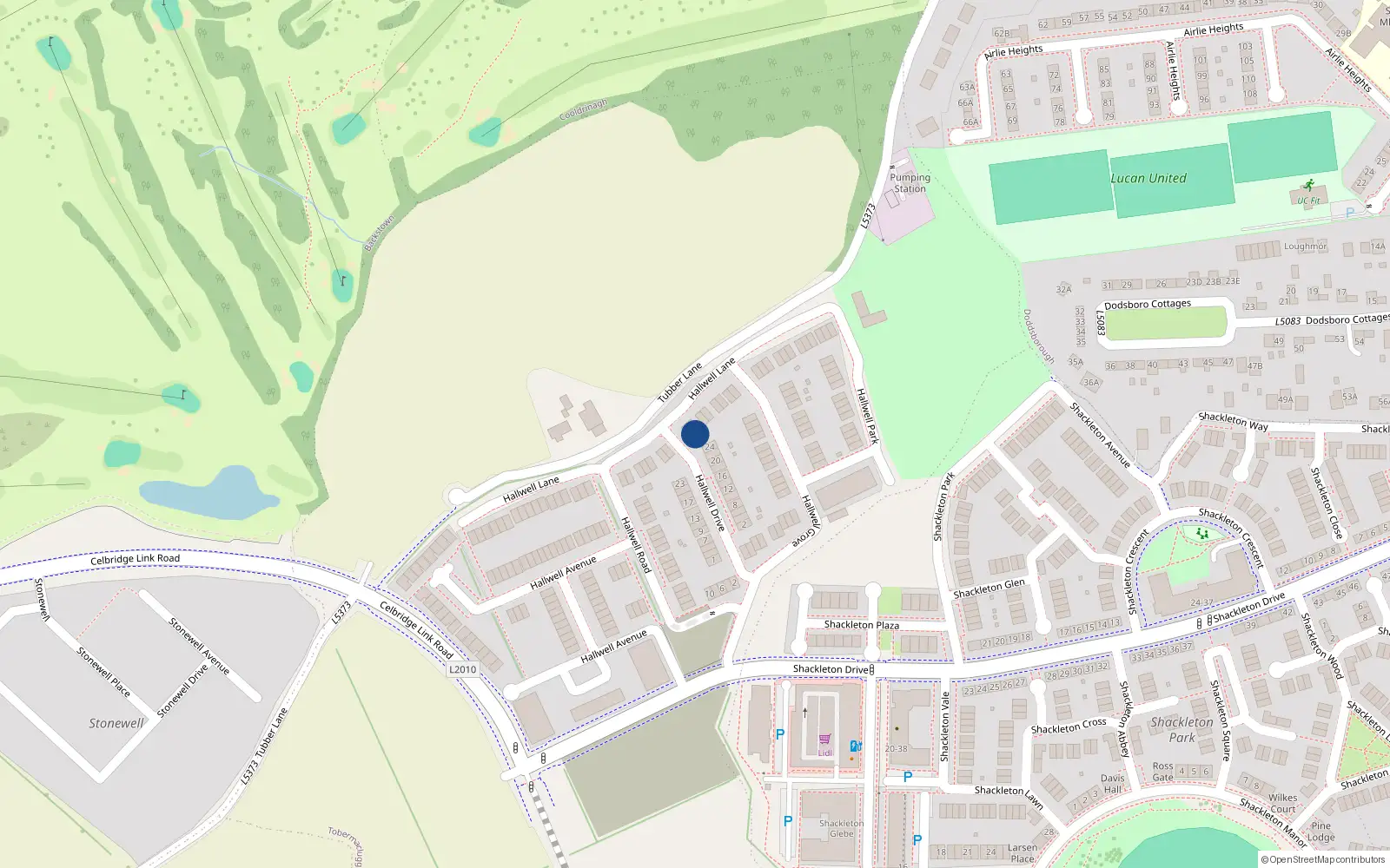 Overhead map showing the location of 6 Hallwell Drive, Tobermaclugg