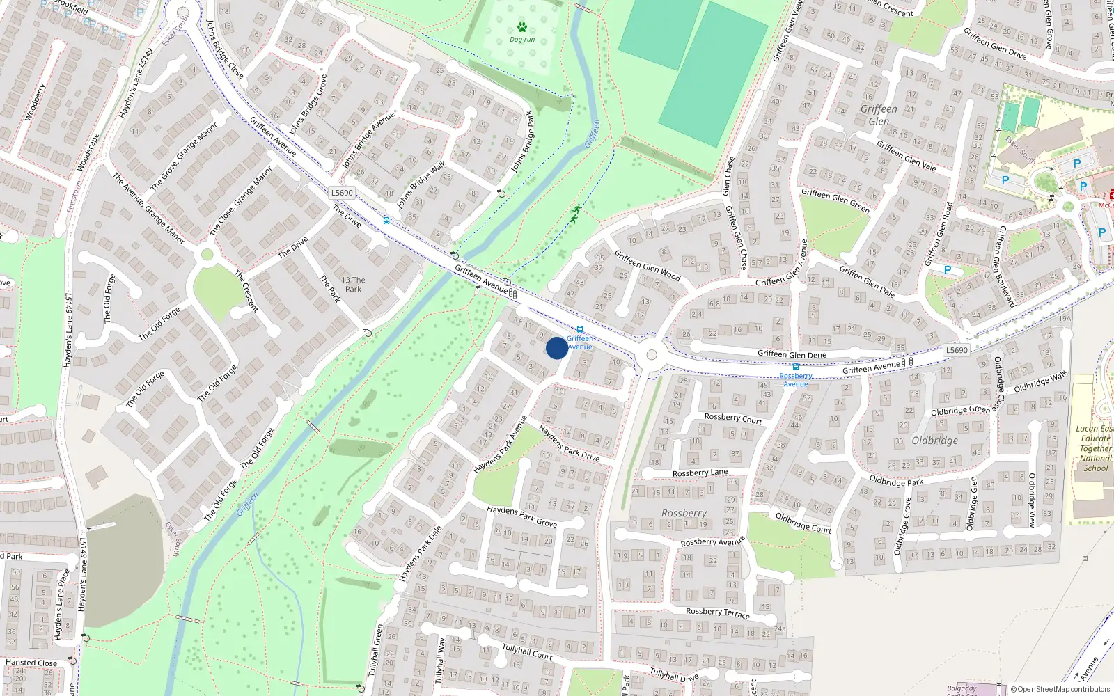 Overhead map showing the location of 6 Hayden's Park Walk, Lucan, Co Dublin
