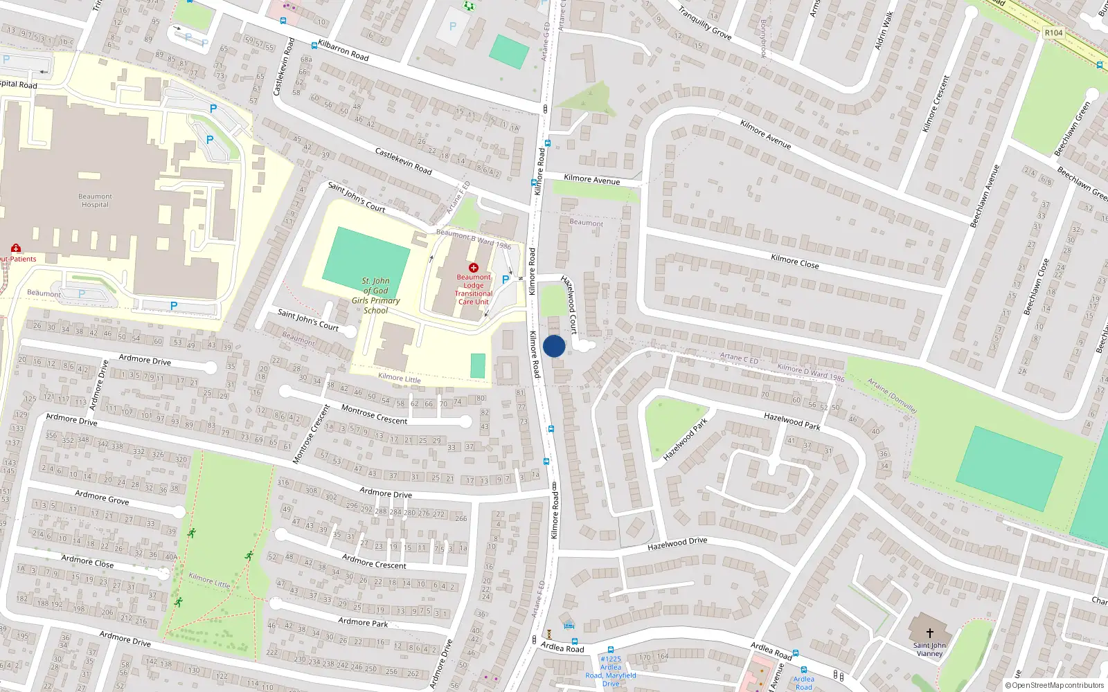 Overhead map showing the location of 6 Hazelwood Court, Dublin 5