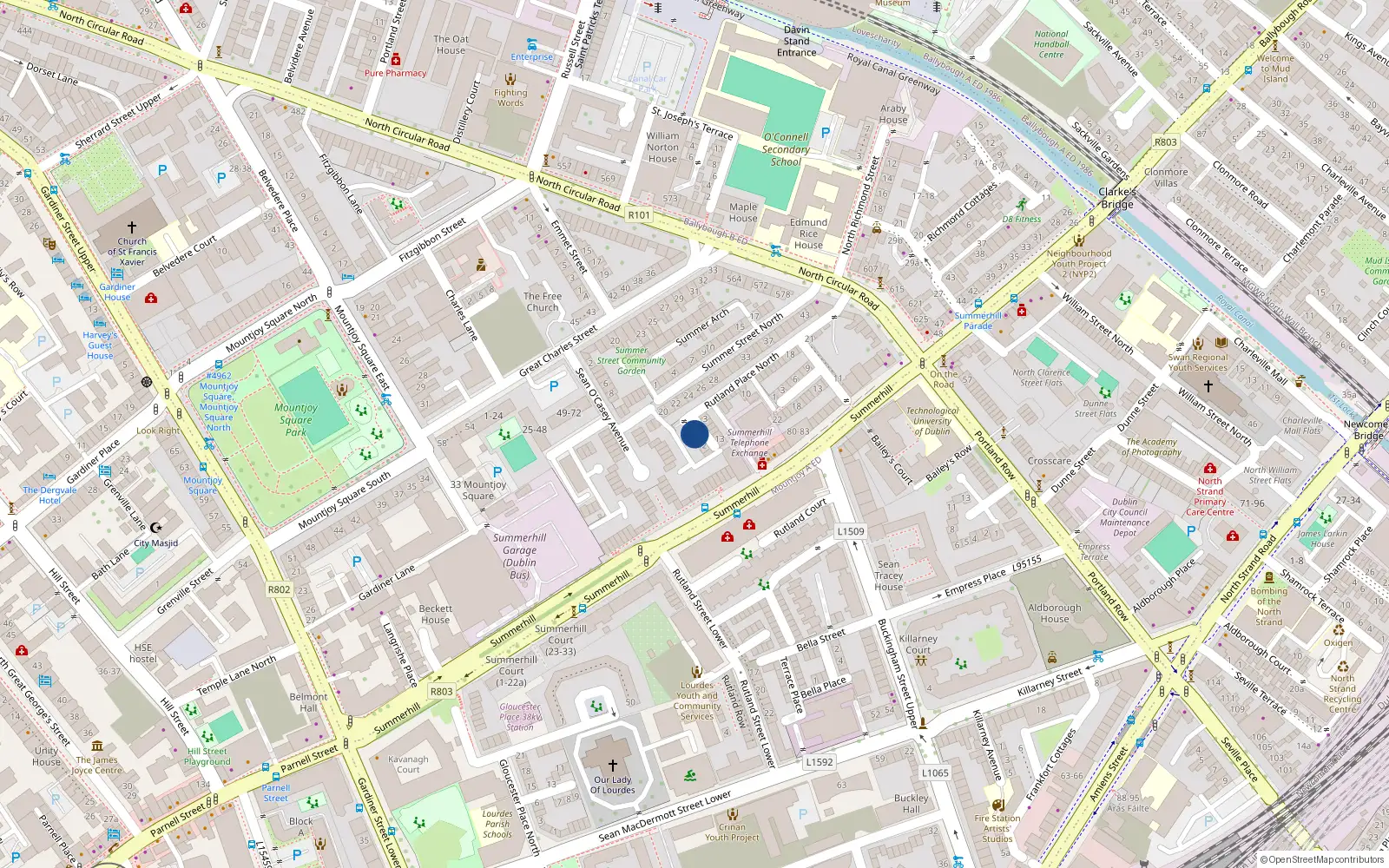 Overhead map showing the location of 6 Healy Street, Dublin 1