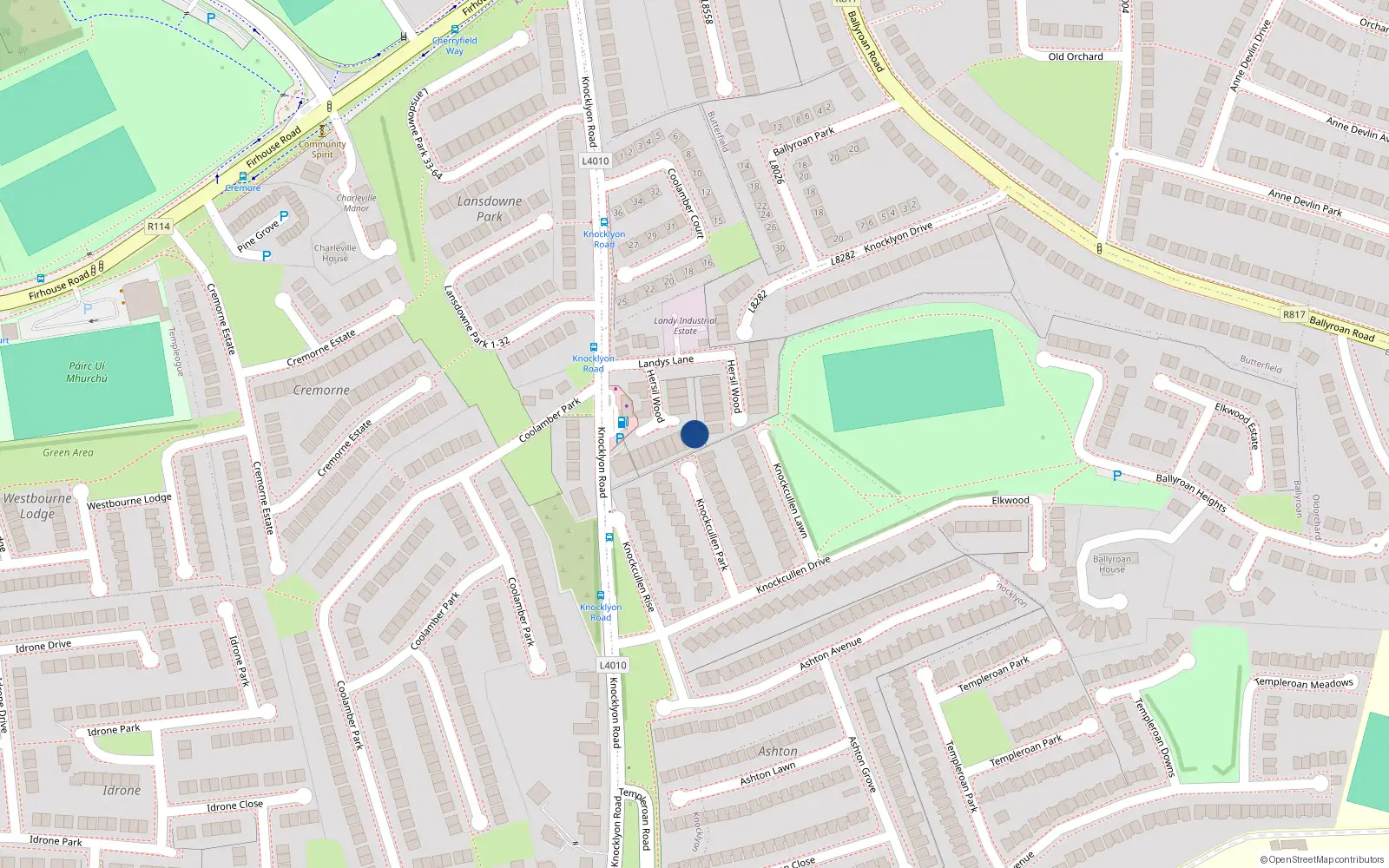 Overhead map showing the location of 6 Hersil Wood, Knocklyon