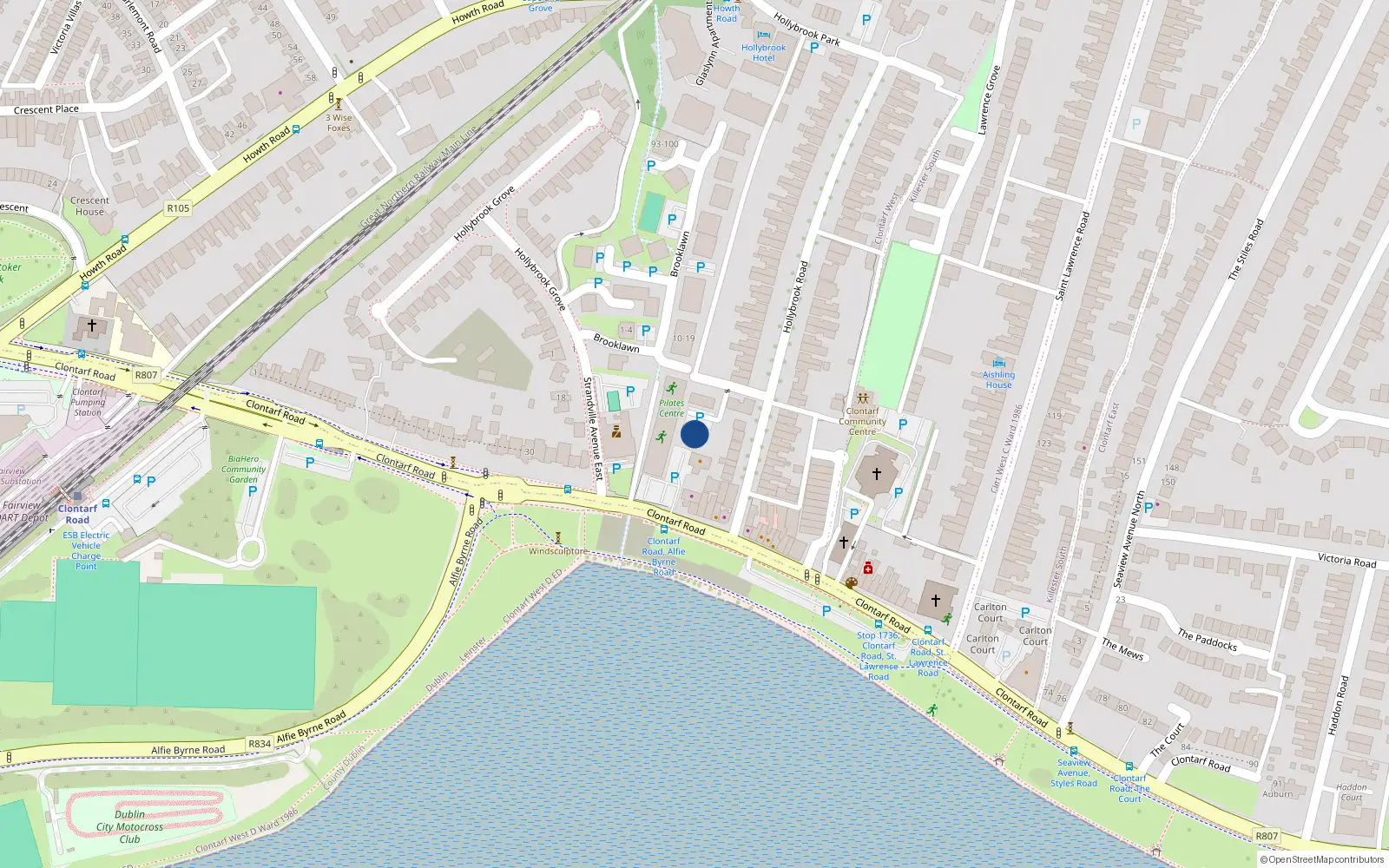 Overhead map showing the location of 6 Hollybrook Court, Block 2, Clontarf