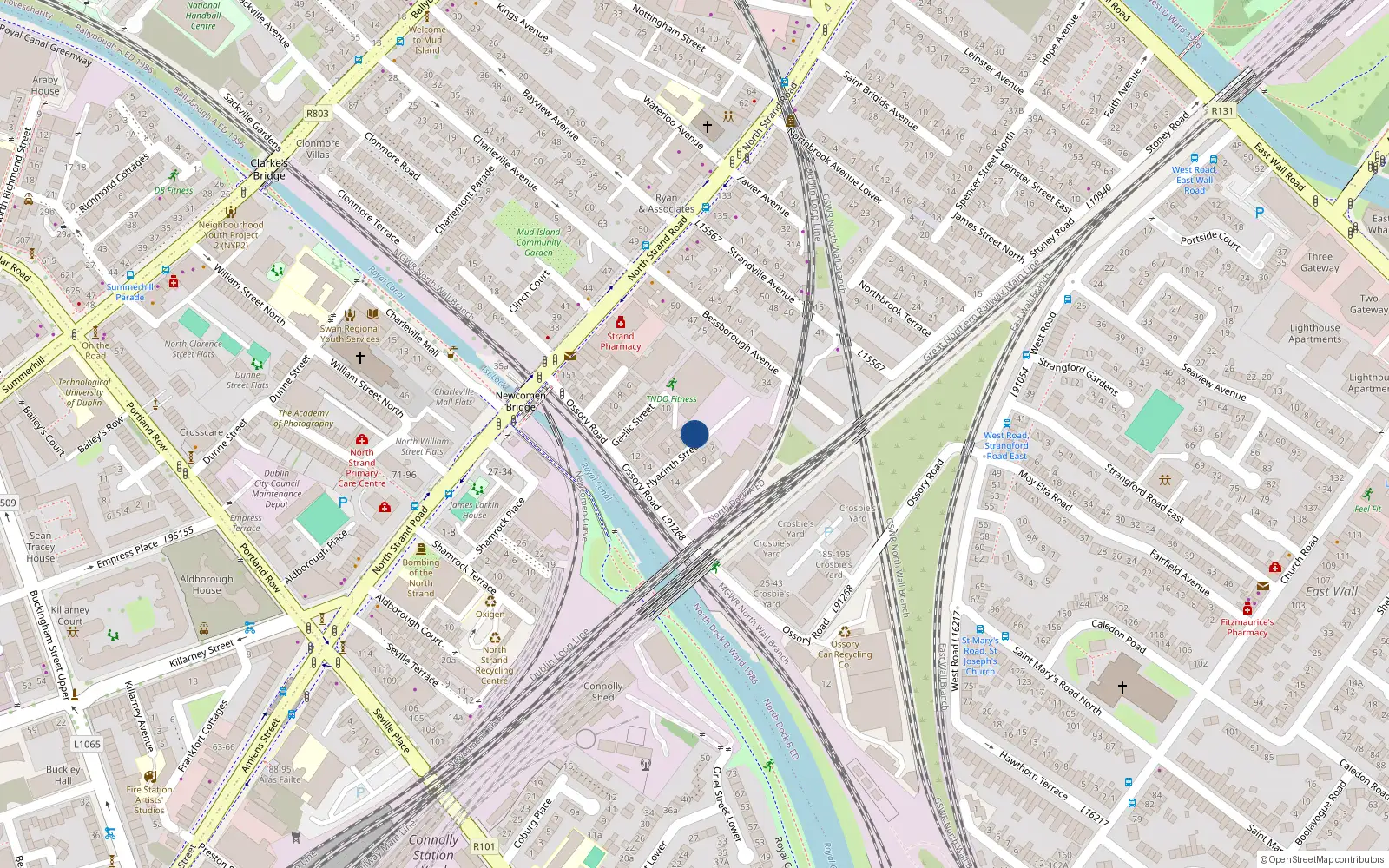 Overhead map showing the location of 6 Hyacinth Street, Dublin 3