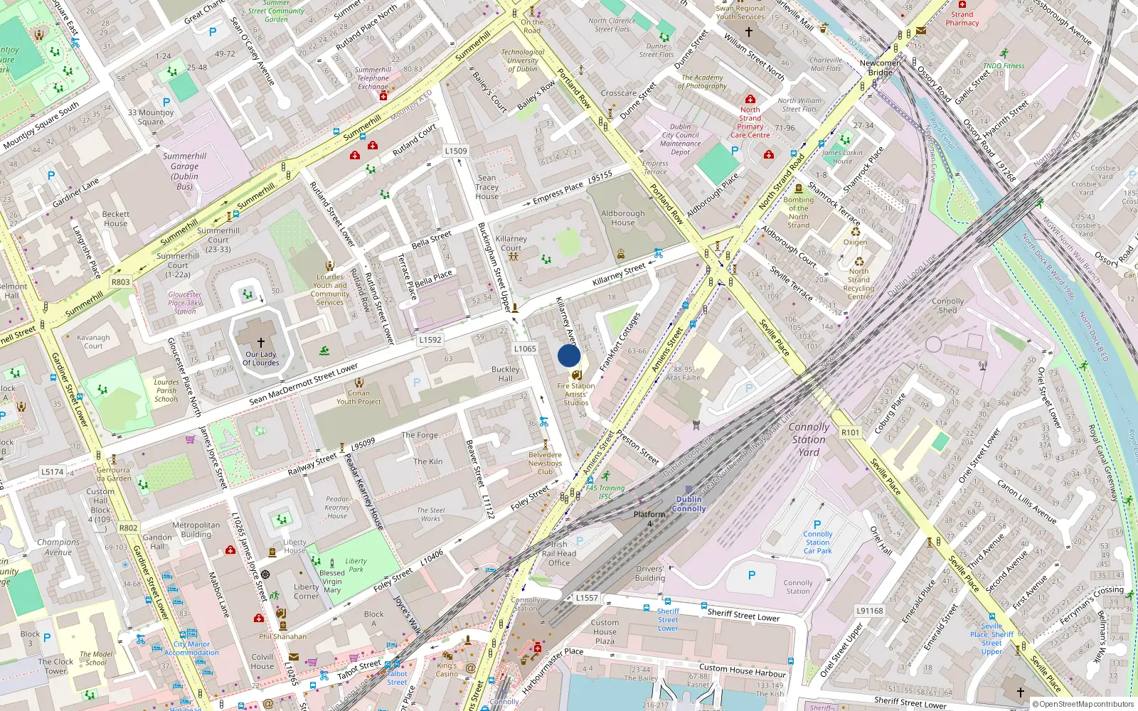Overhead map showing the location of 6 Killarney Avenue, Dublin 1