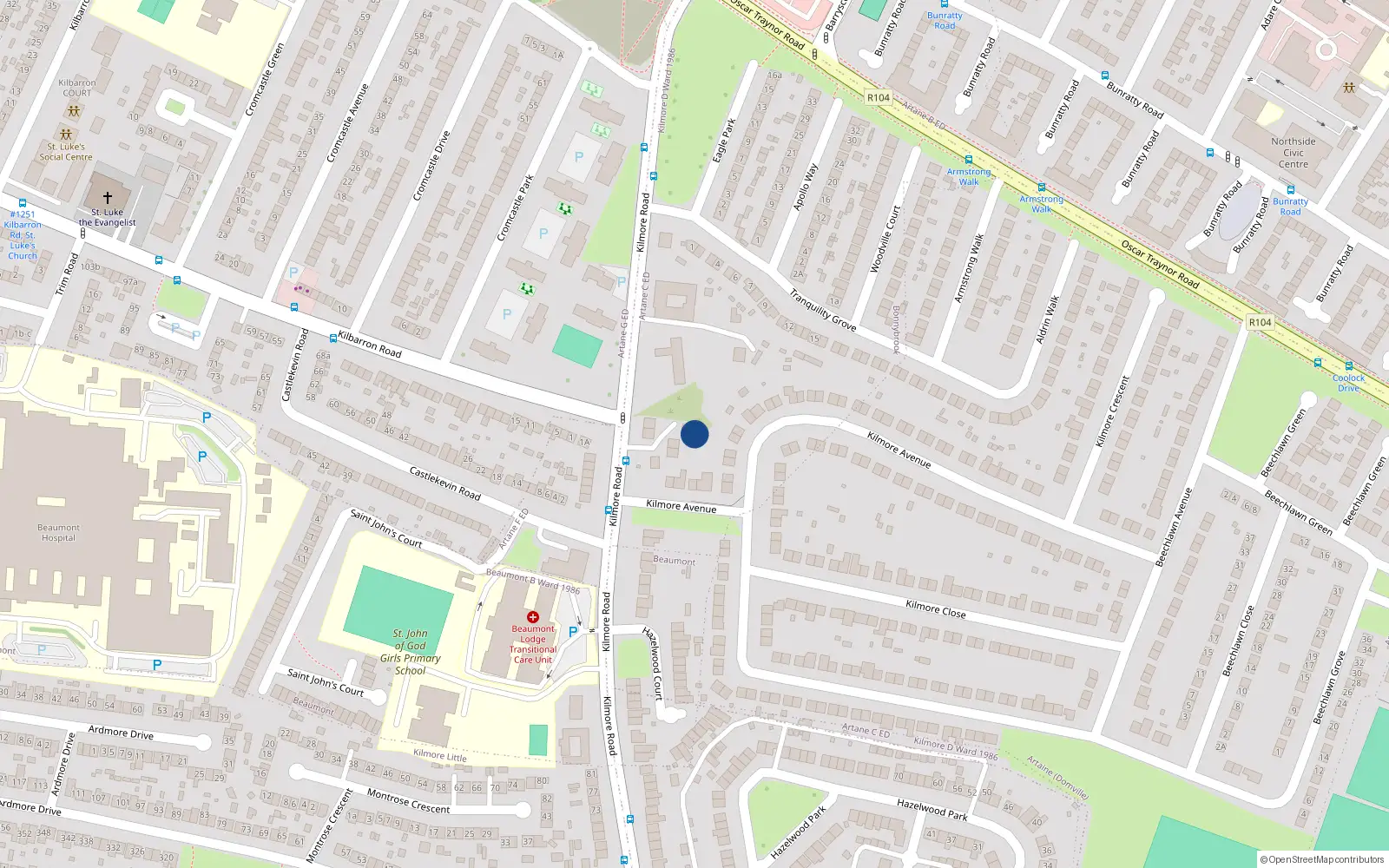 Overhead map showing the location of 6 Kilmore Road, Dublin 5