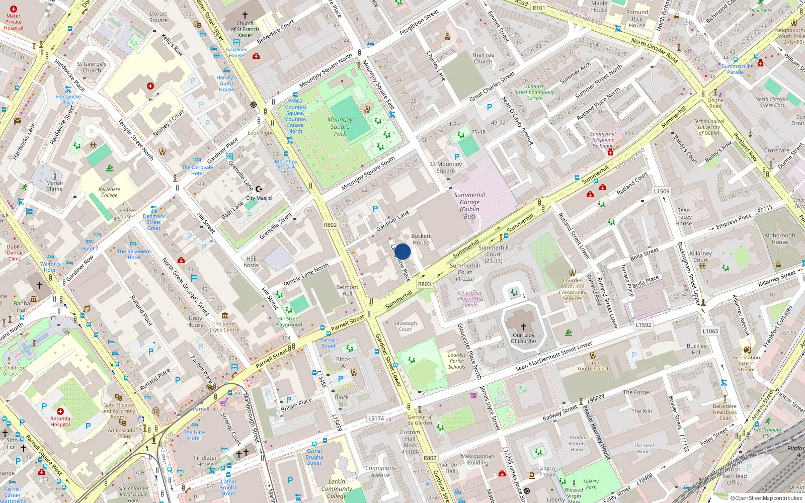 Overhead map showing the location of 6 Langrishe Place, Dublin 1, Dublin